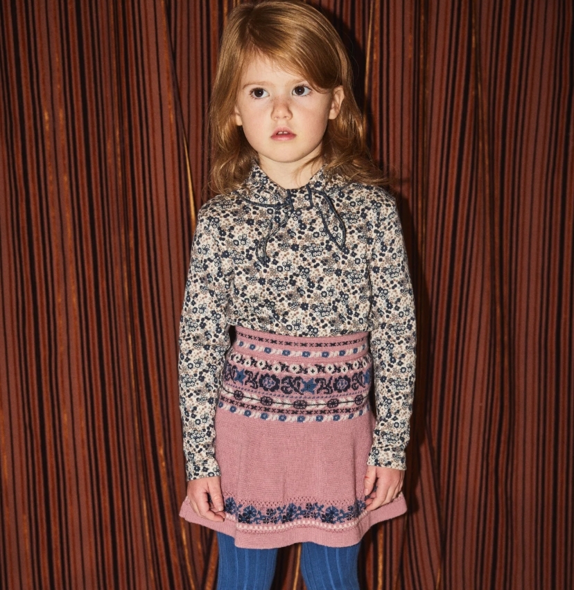 Misha & Puff 羊毛圖騰針織裙 Fiona Skirt - Antique Rose Eyelet Ribbon