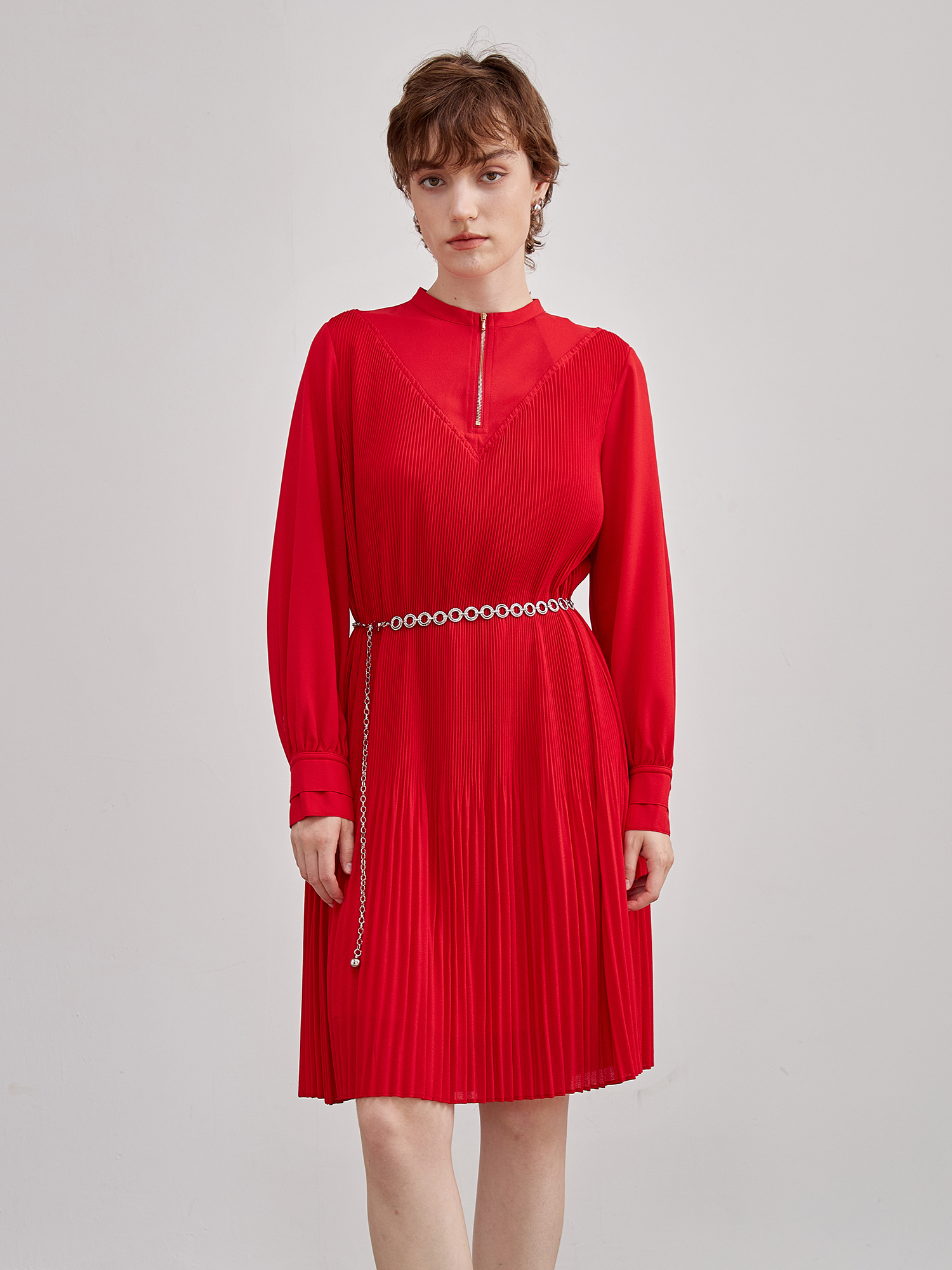 mi-tu圓領闊版長裙