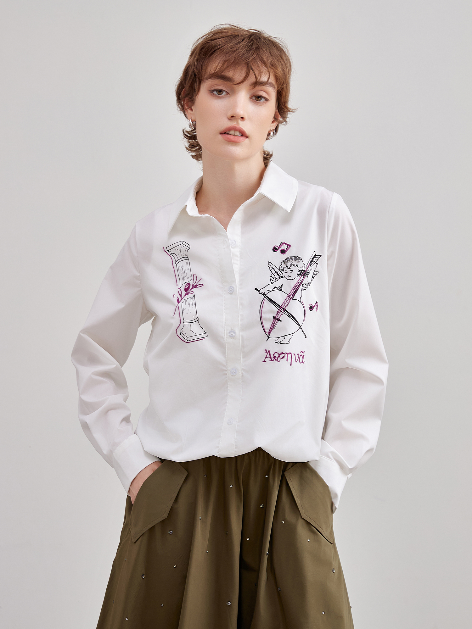 mi-tu丘比特印花襯衫