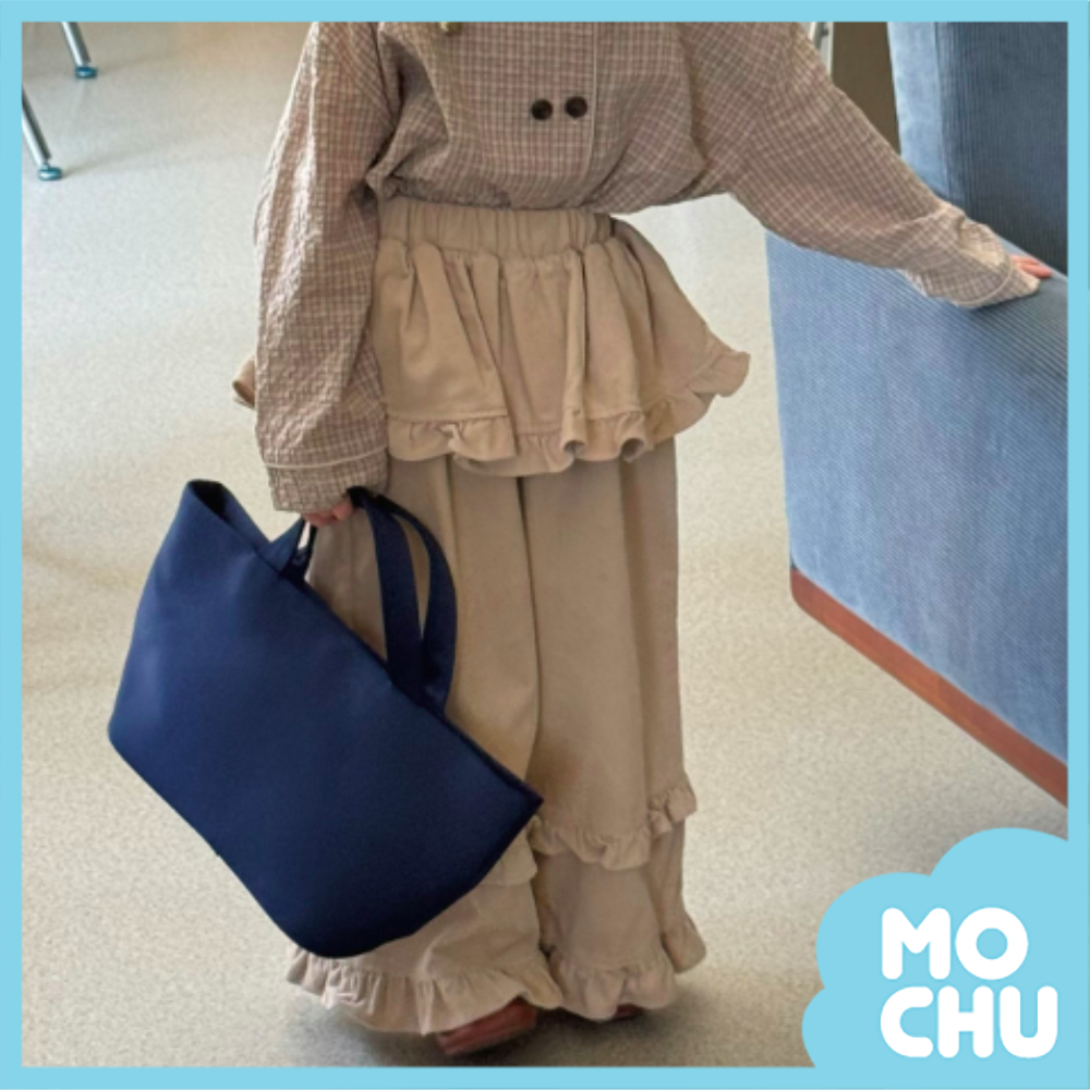 波浪荷葉裙擺寬褲(二色)