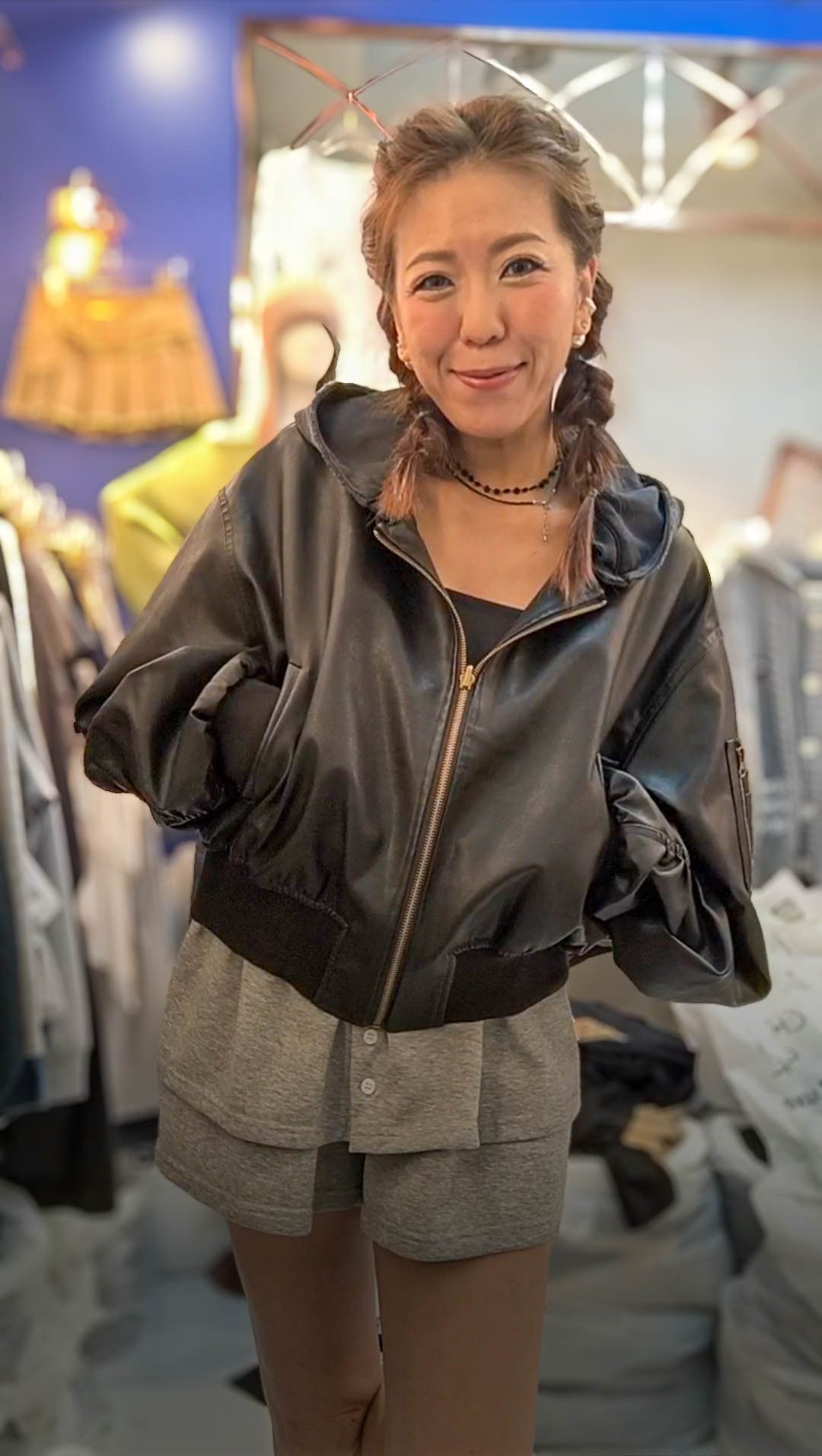 🥰K3585  ▶️黑色連帽拉鍊外套 👉B:142cm L:59cm