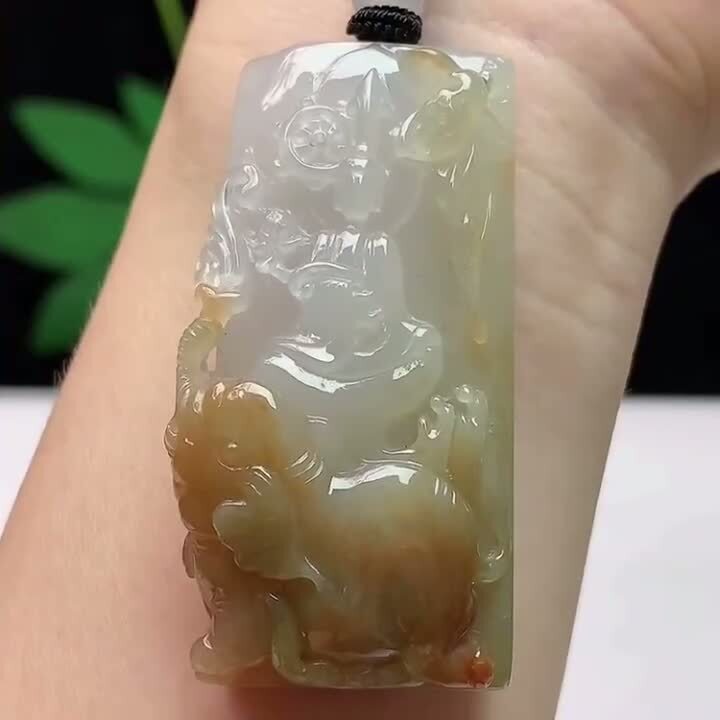 翡翠飄黃普賢菩薩,天然翡翠A玉, 緬甸玉, Jade, Jadeite