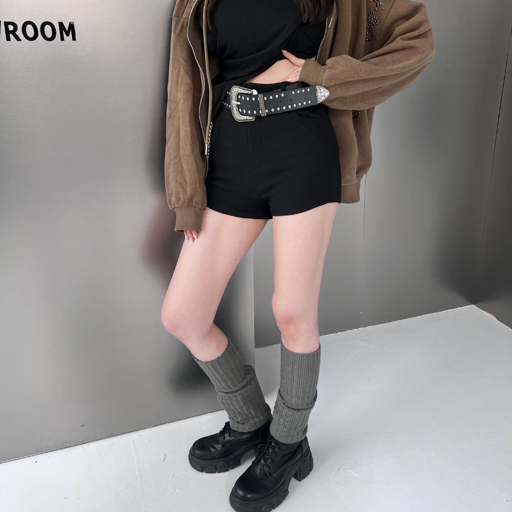 【零死角辣褲】DOMISS附腰帶-顯瘦短褲 高腰短褲 包臀褲 y2k短褲(現貨)