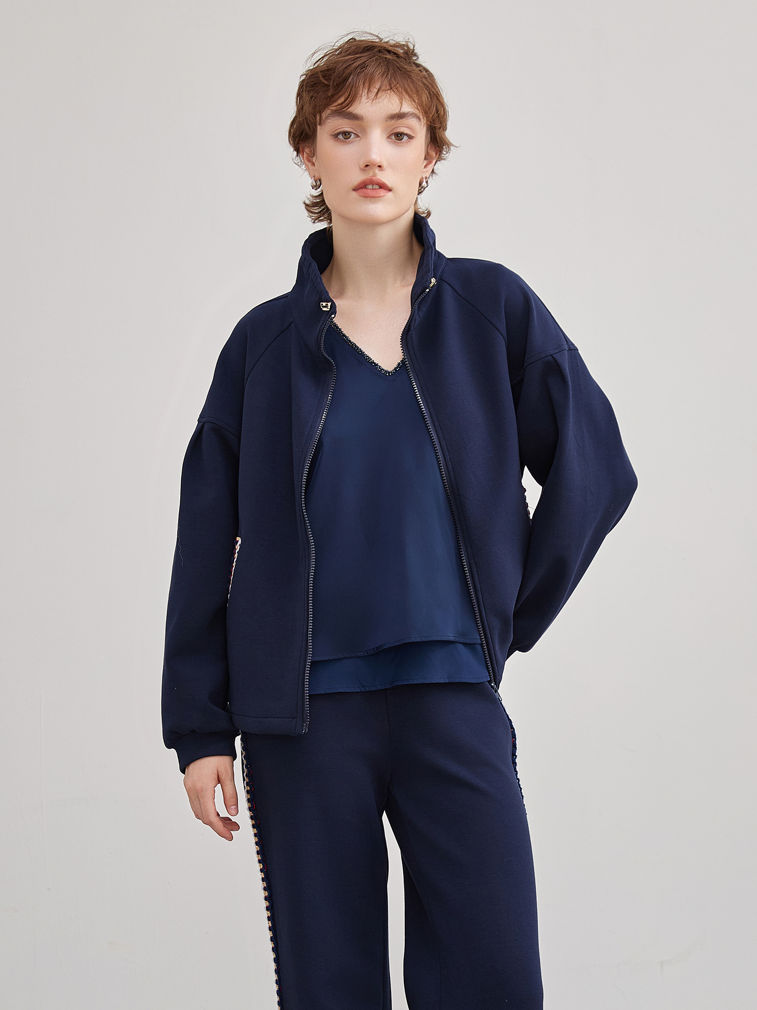 mi-tu立领抽绳休闲外套