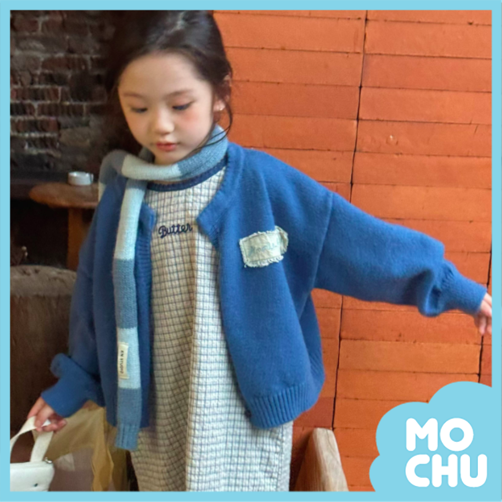 毛邊布標針織開襟外套(二色)