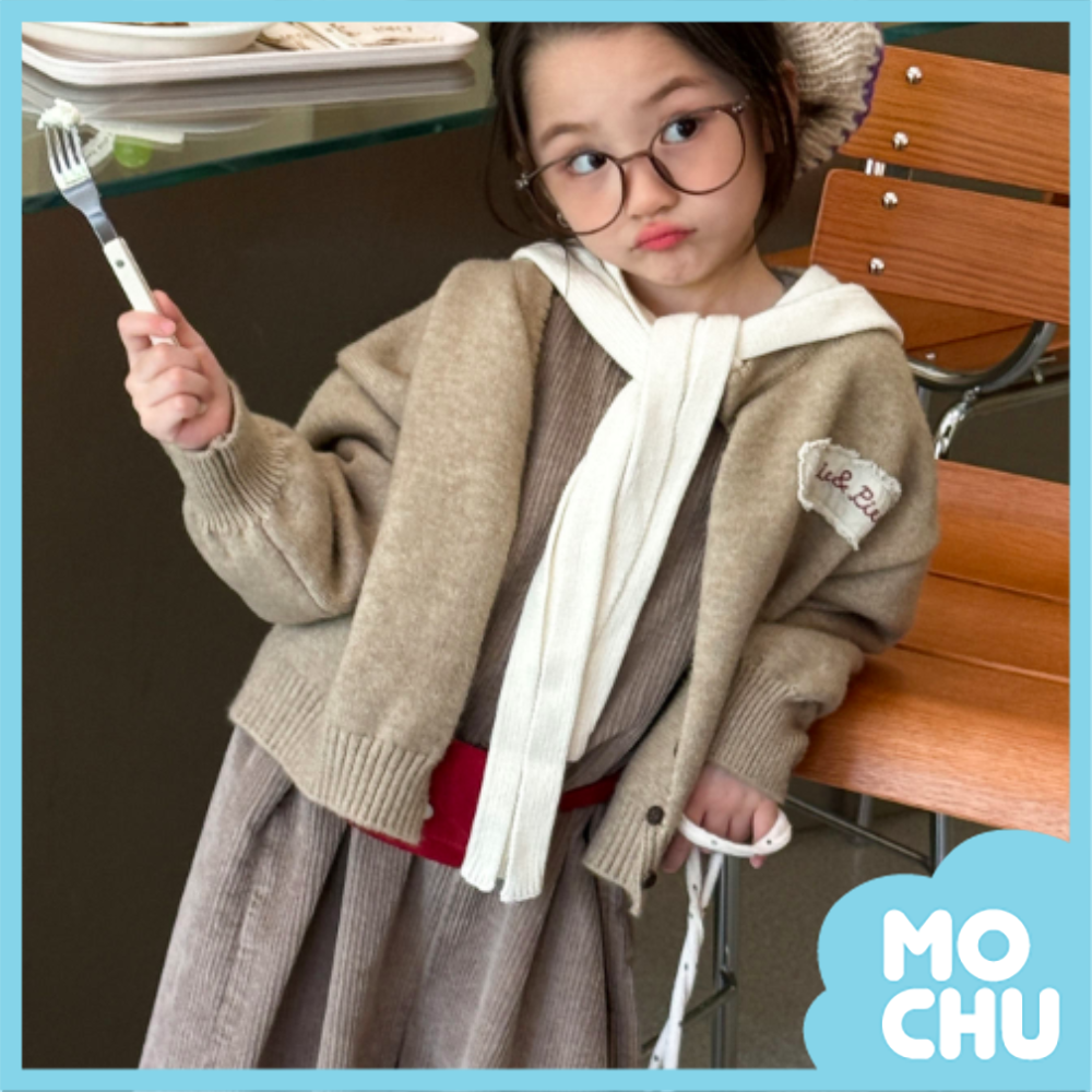 毛邊布標針織開襟外套(二色)