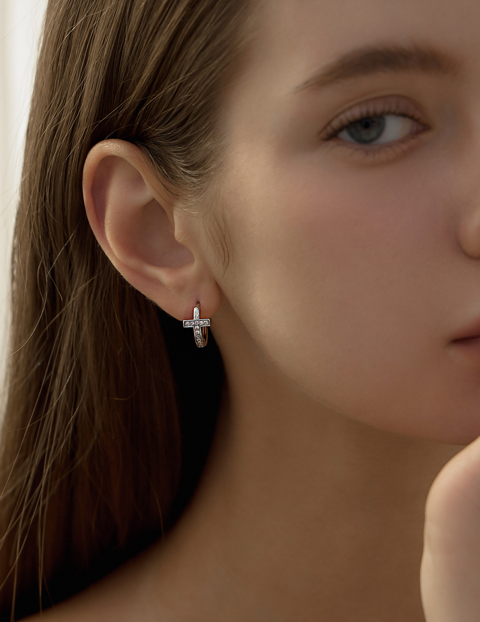 光影十字。針式耳環