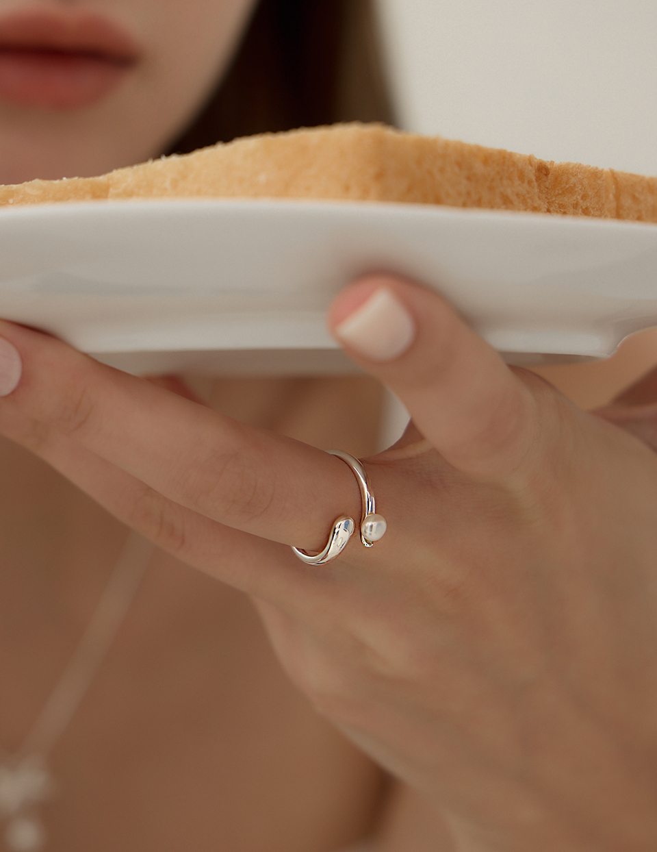 【925純銀】珍珠光點可調式戒指