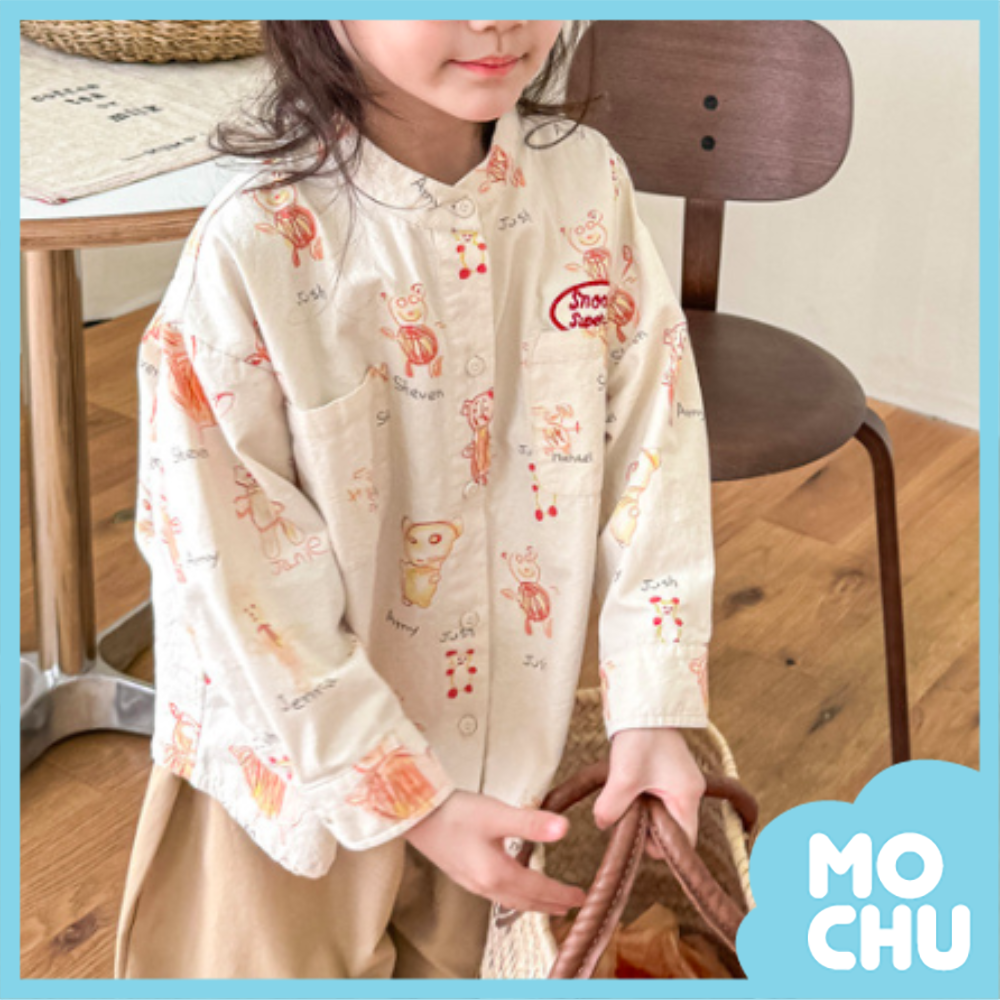 塗鴉姓名熊長袖襯衫(二色)