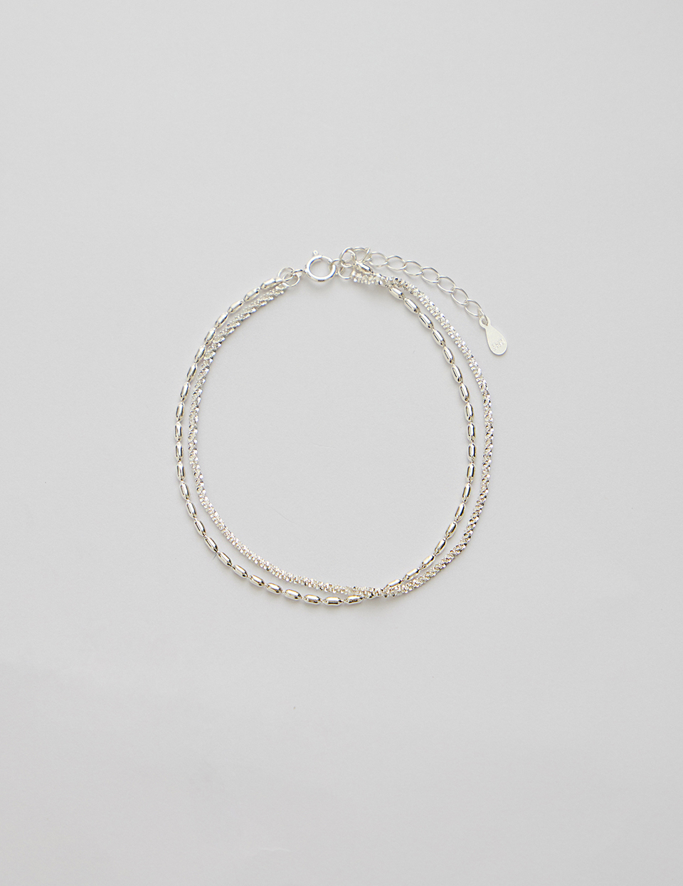 【925純銀】碎光橄欖串珠雙層手鍊