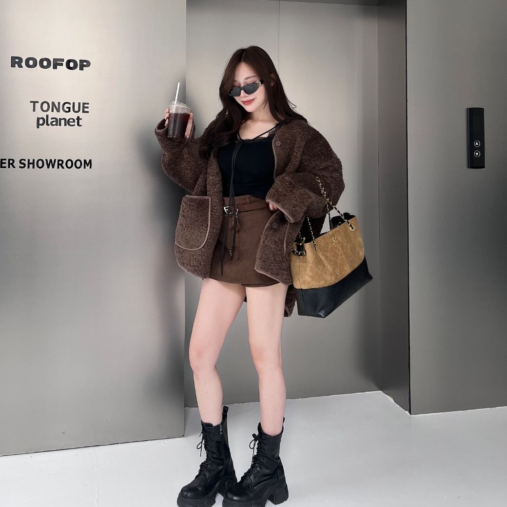 【氛圍感神器】DOMISS毛茸茸QQ外套-2色 皮草外套 絨毛外套 大衣 -2色(現貨)