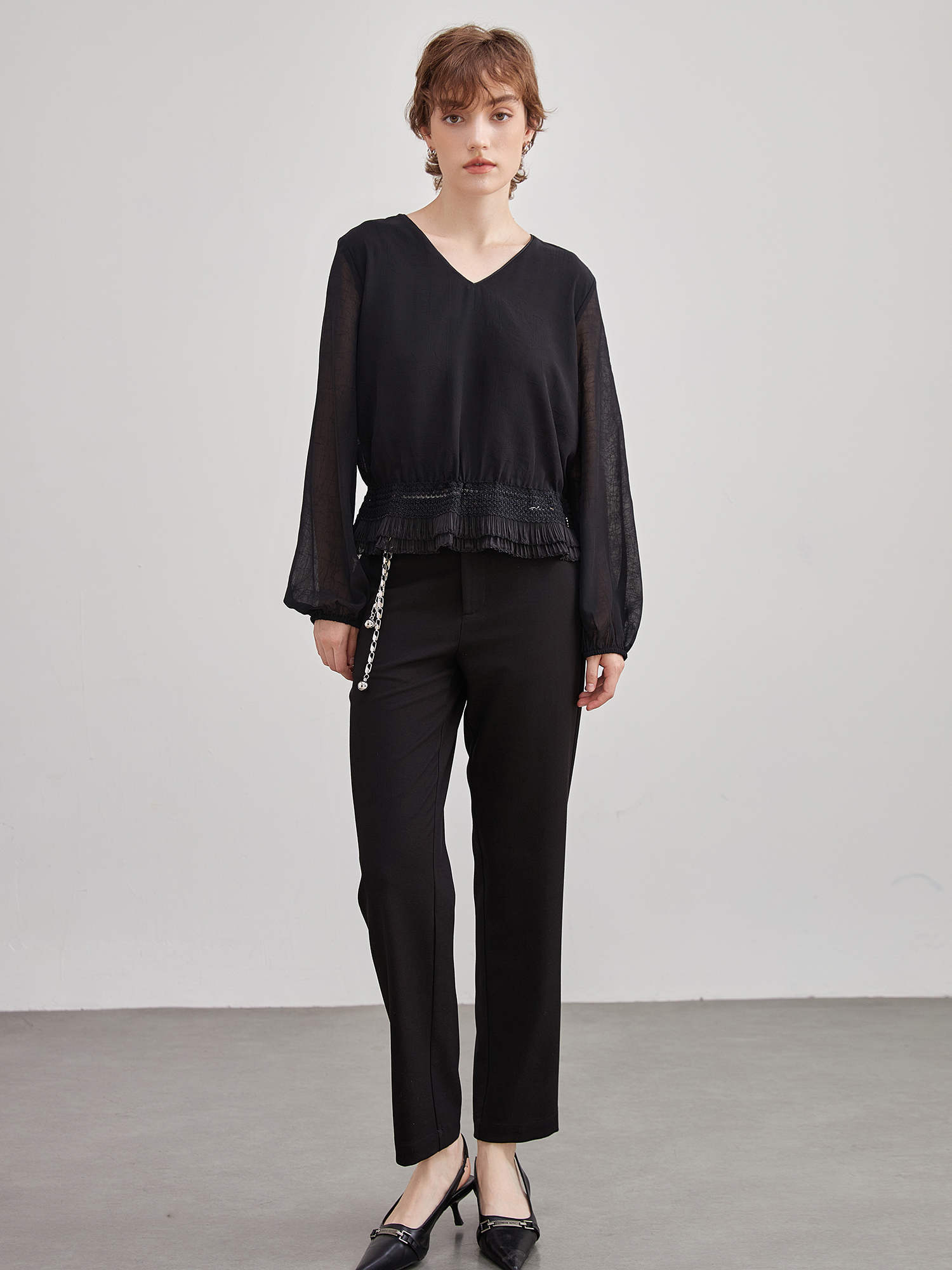 mi-tu 長袖V領上衣