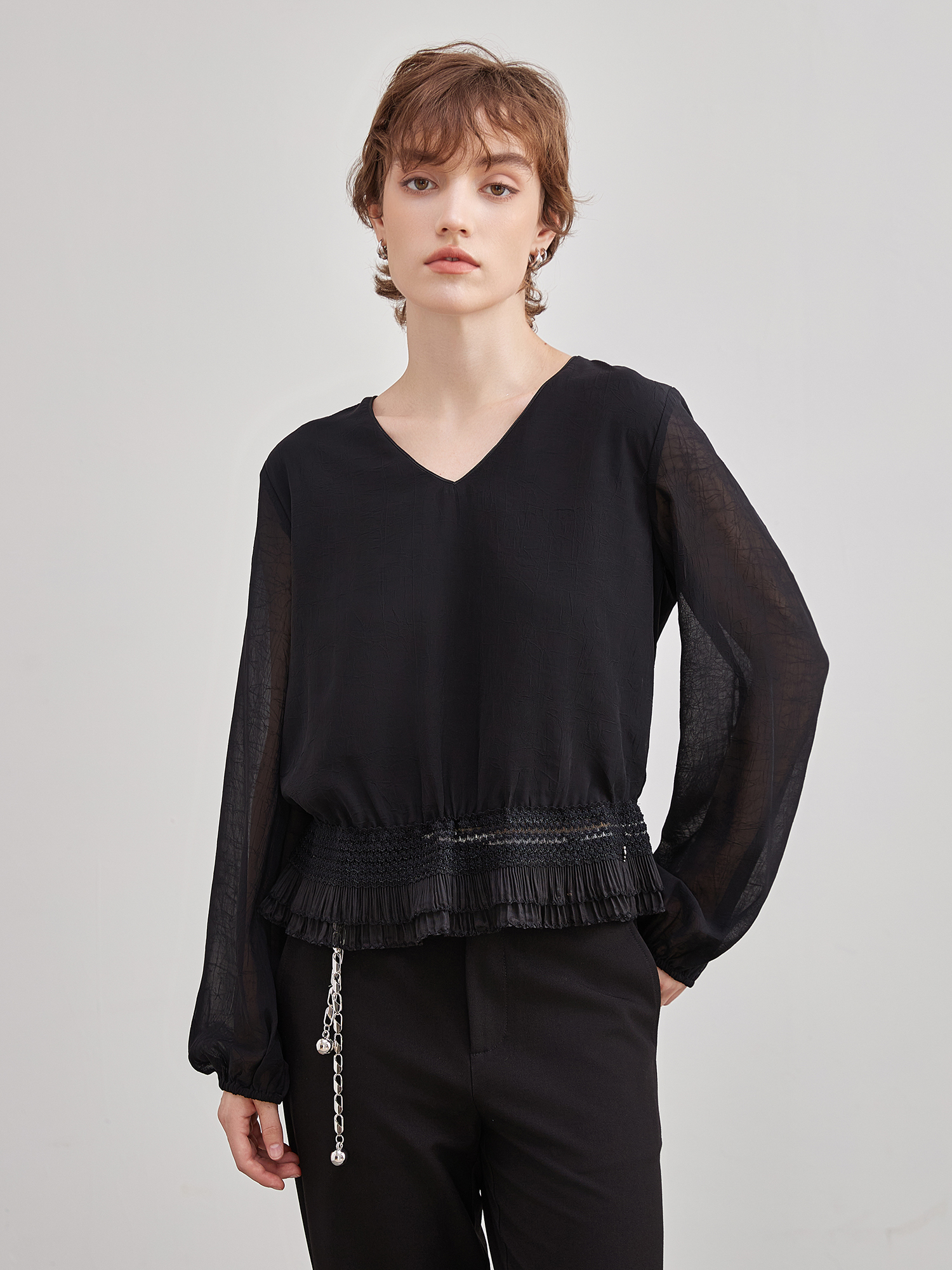 mi-tu 長袖V領上衣