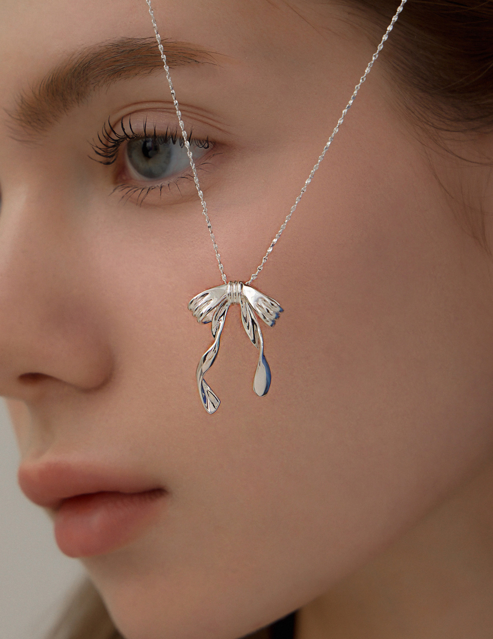 【925純銀】飄帶感蝴蝶結項鍊