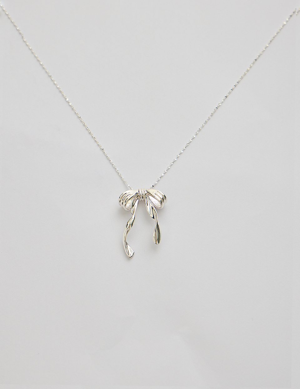 【925純銀】飄帶感蝴蝶結項鍊