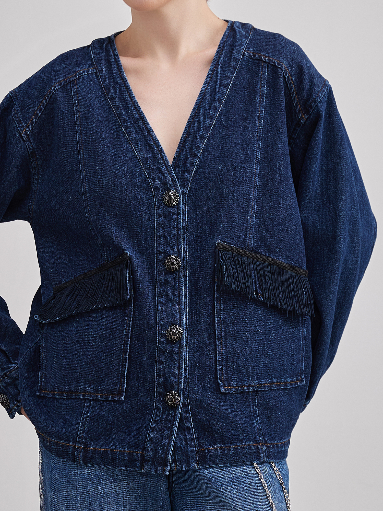 mi-tu V領牛仔外套