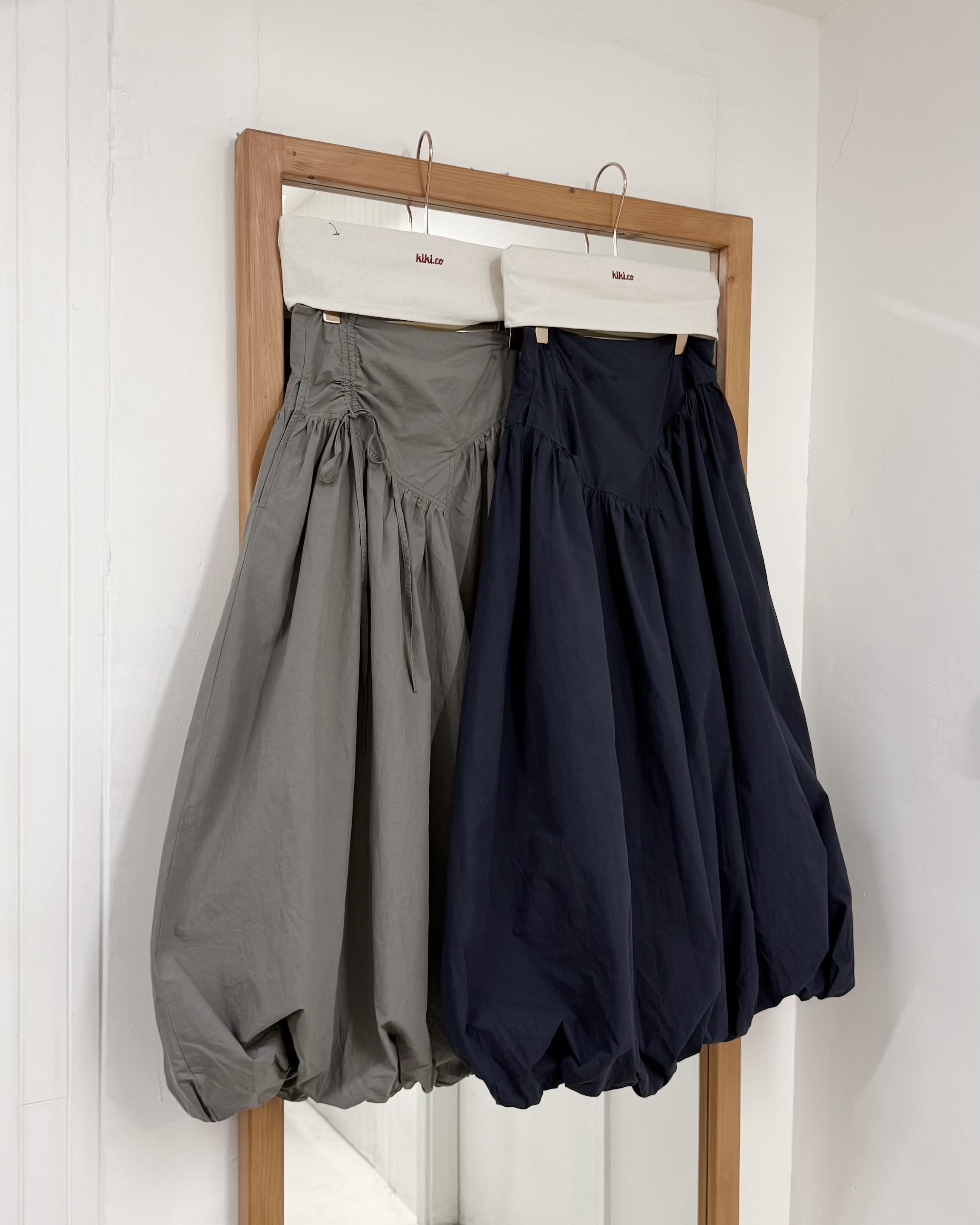 不規則腰綁繩泡泡半裙