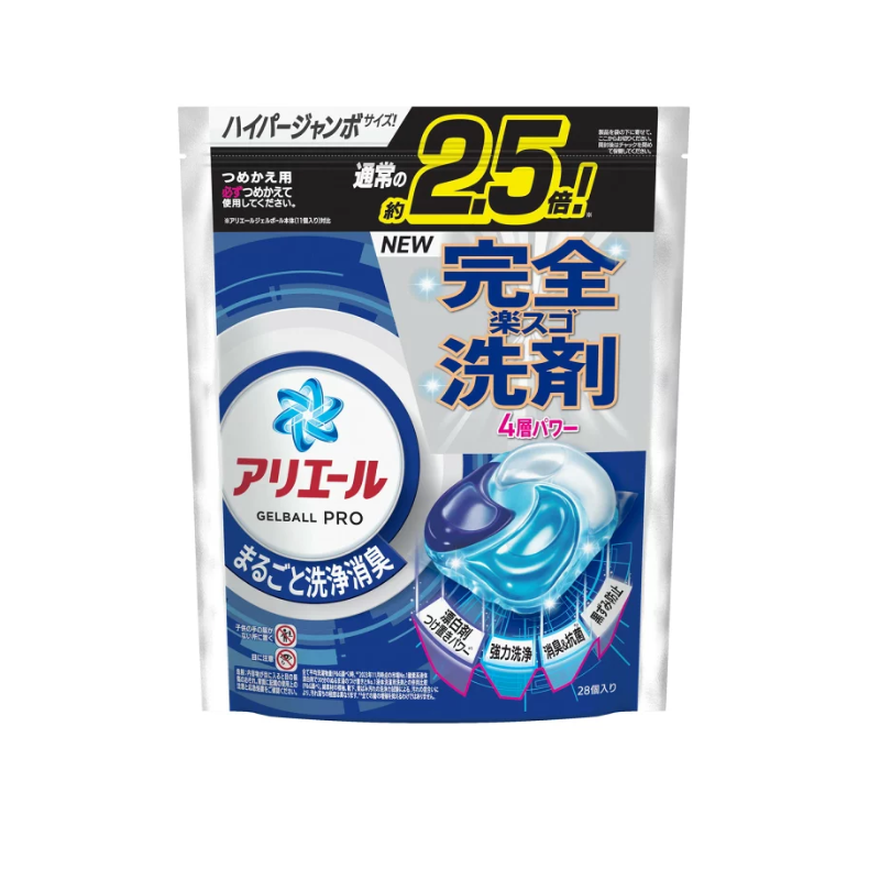 寶潔 ARIEL 4D 炭酸機能抗菌洗衣膠囊洗衣球 8倍消臭 28粒 (Barcode: 4987176284723)