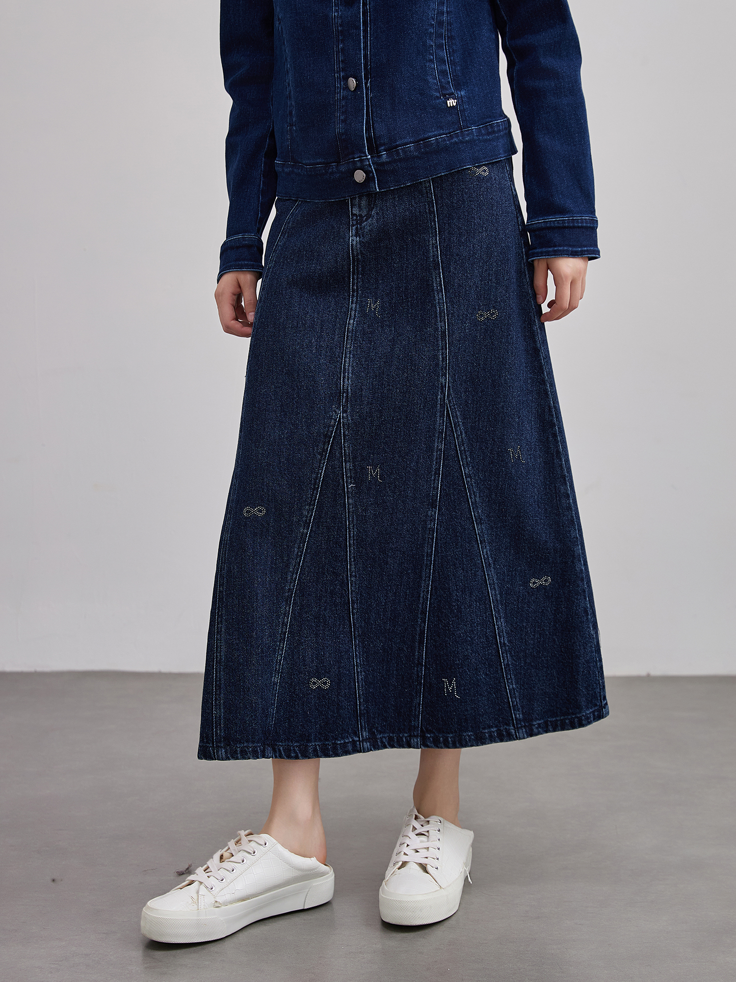 mi-tu 印花牛仔半身裙