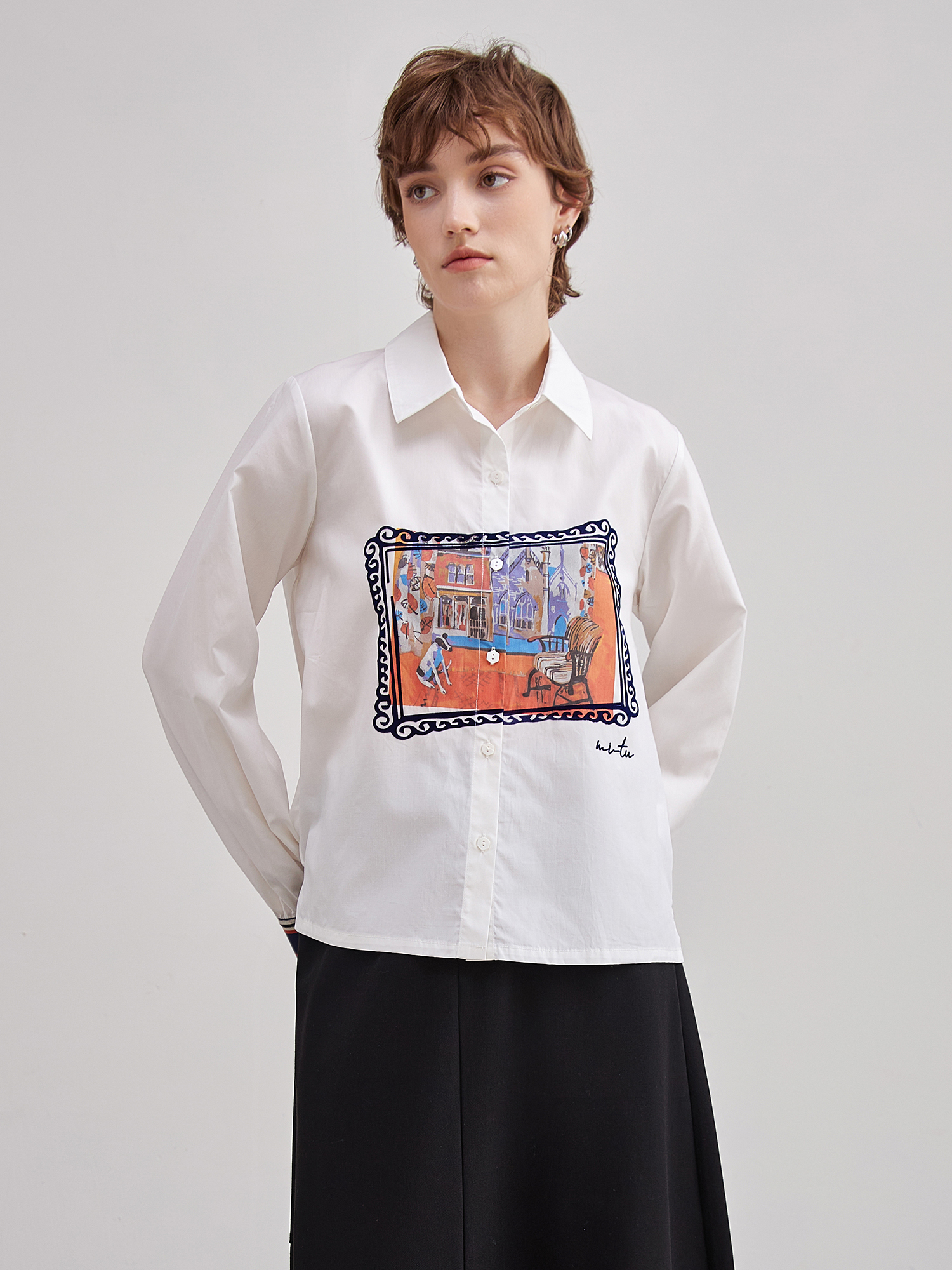 mi-tu 油畫印花襯衫