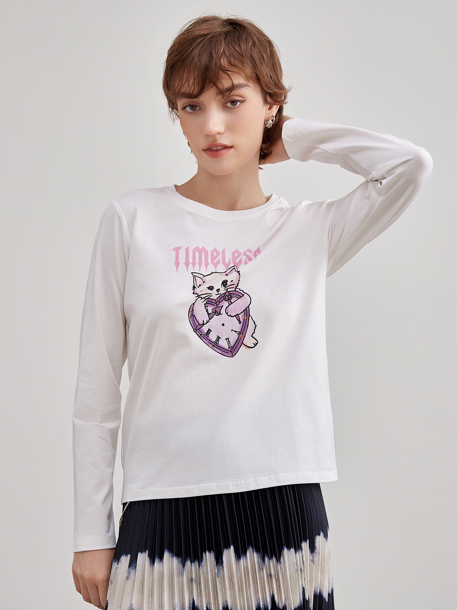 mi-tu 波斯貓印花T恤