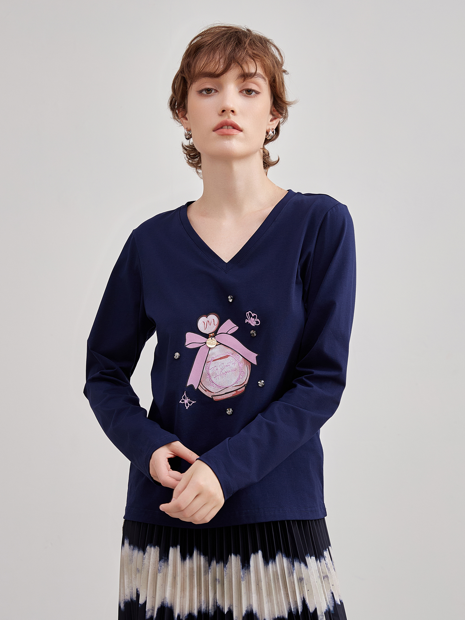 mi-tu 印花圓領T恤