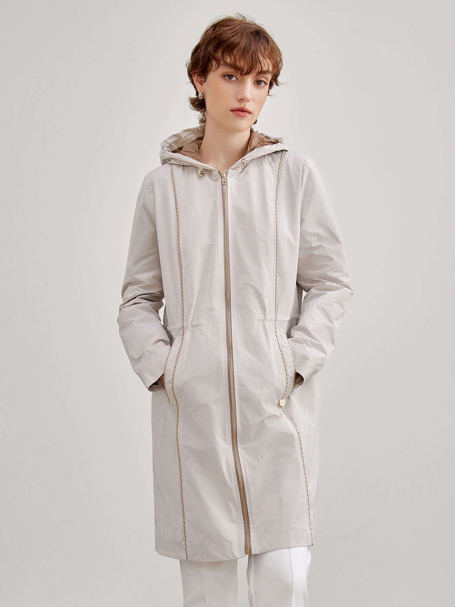 mi-tu 拼色風衣外套