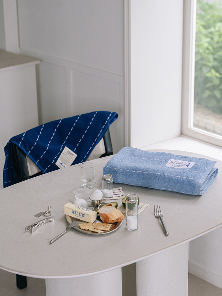 DEAREAL｜韓國製100%棉牛仔縫線浴巾 Denim Stitch Towel｜｜2色