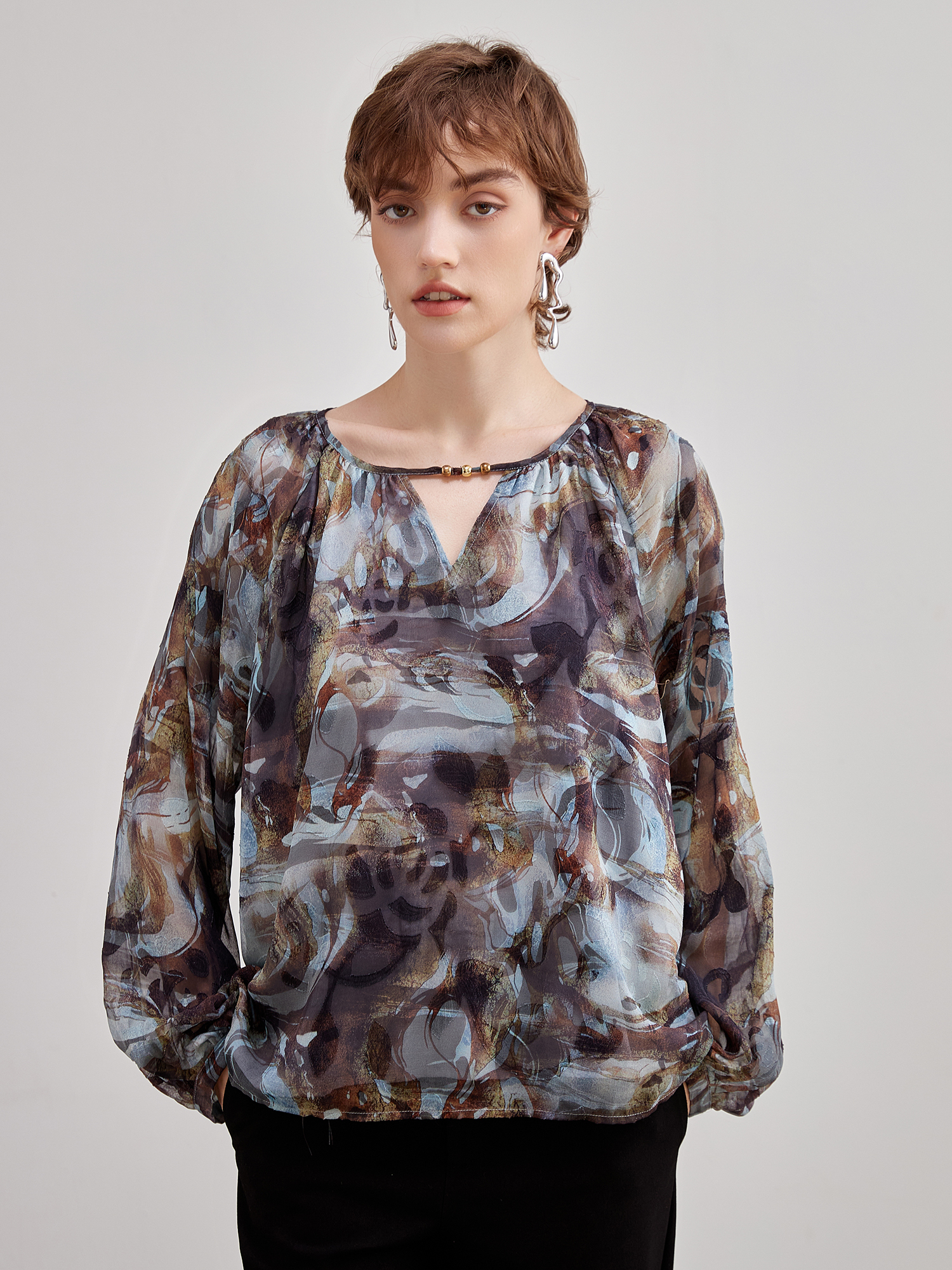 mi-tu 印花圓領上衣