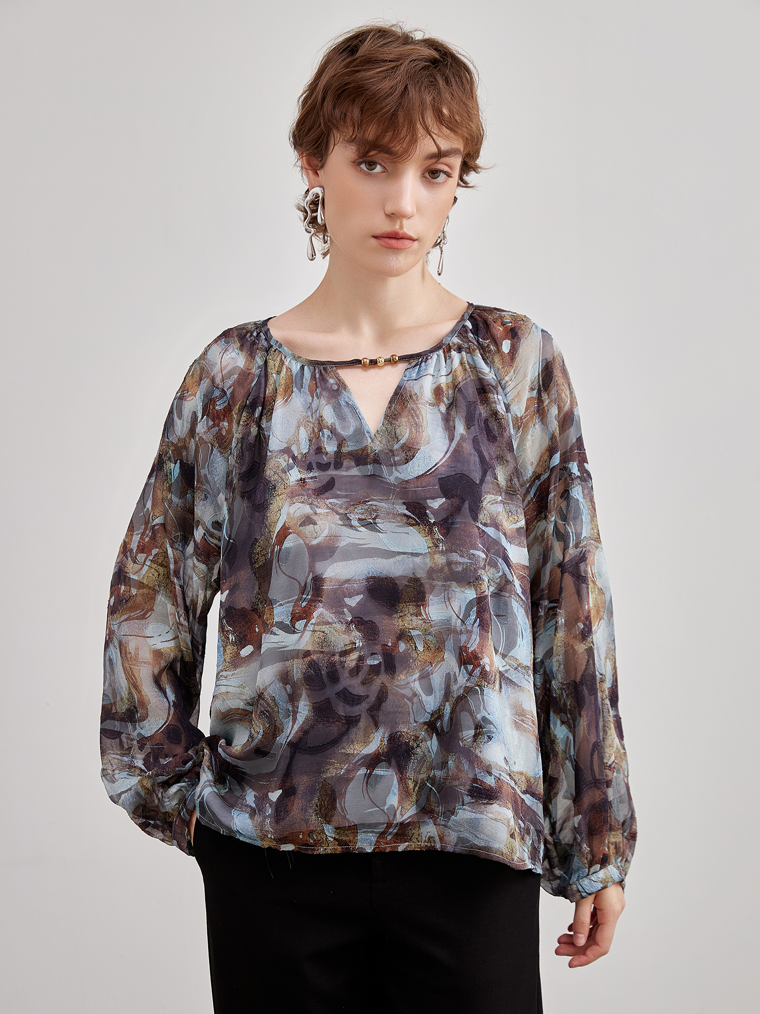 mi-tu 印花圓領上衣