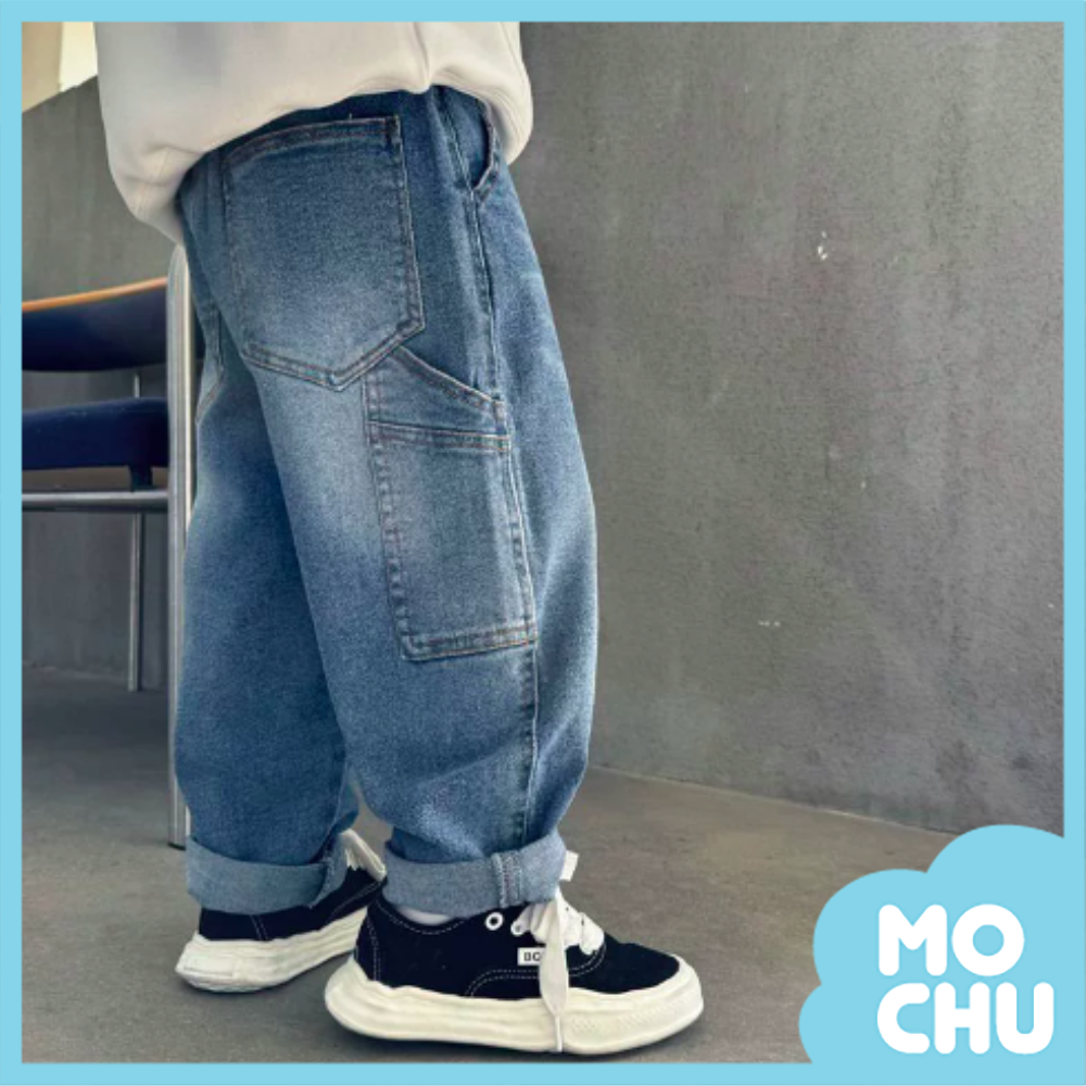 多口袋工裝風牛仔長褲