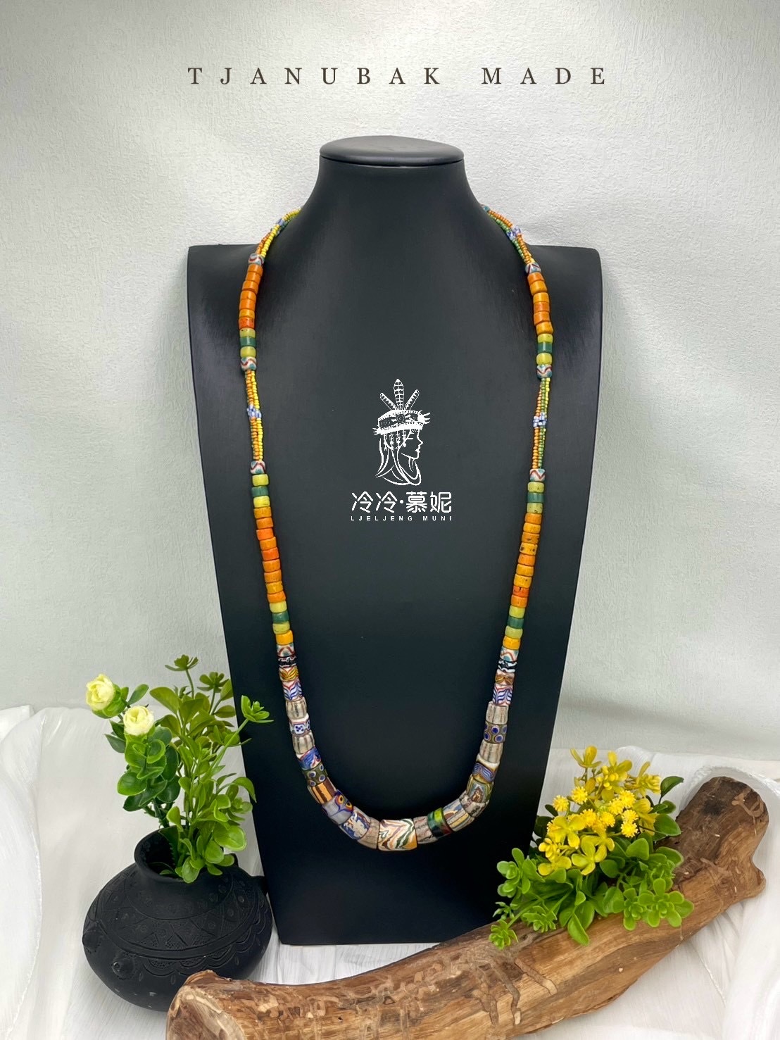 W-No.69傳統花珠單串長鍊80cm