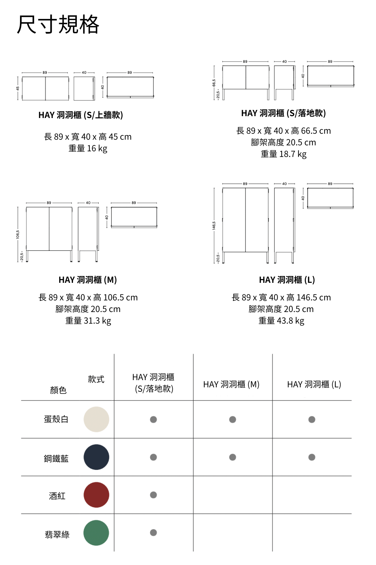 HAY洞洞櫃尺寸規格