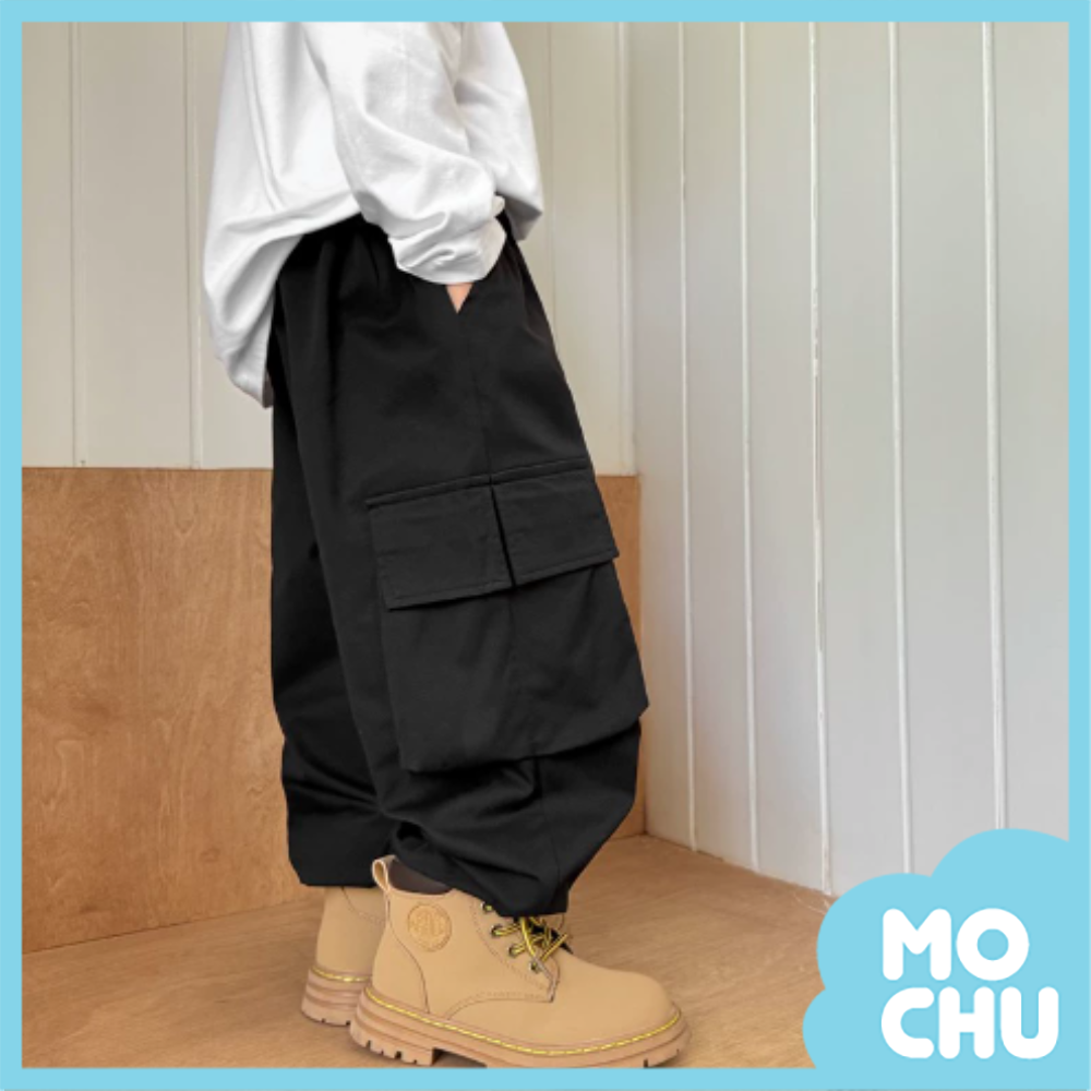 立體大口袋縮口工裝長褲(二色)