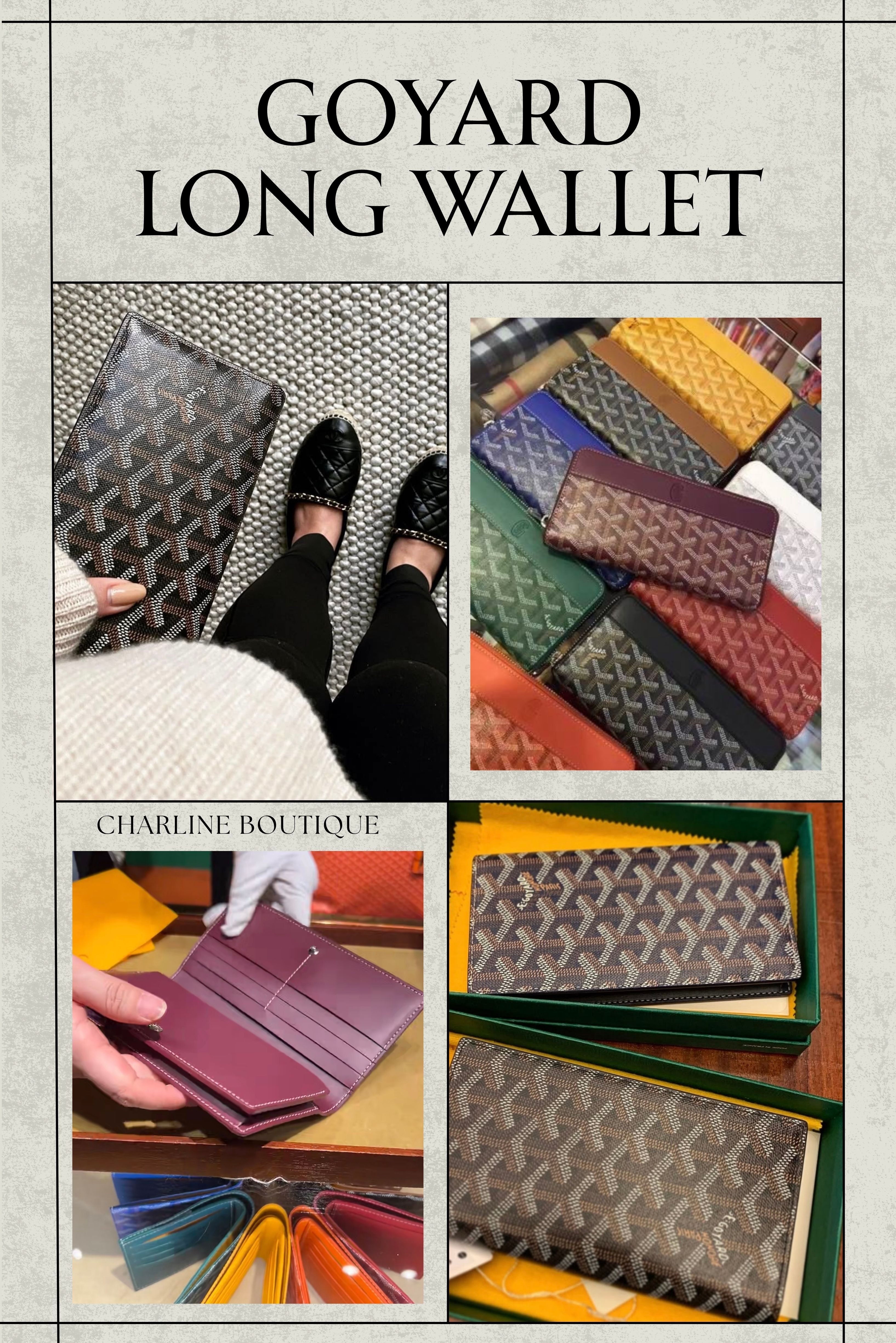 【延伸閱讀 FAQ|Goyard 長夾熱門問題解答】  看完以上四款 Goyard 長夾的介紹後,許多讀者也會想更深入了解挑選與保養的細節。以下是 Charline Boutique 根據實際代購與顧客回饋,整理出的 10 個最常被問到的問題 👇    Q1. Goyard 的皮夾價格大約是多少?  A:Charline Boutique 的經驗分享 是,目前 Goyard 長夾的價格依不同款式與顏色而定,約在新台幣 4 萬至 7 萬之間。由於品牌不開放線上販售,建議透過授權精品通路或代購品牌(如 Charline Boutique)購買,能確保正品來源並享有完善售後服務。    Q2:哪款 Goyard 小皮件最熱門?  A:目前最受歡迎的 Goyard 小皮件是 Saint-Sulpice 卡夾 和 Victoire 卡夾。前者輕薄簡約,後者有拉鍊設計、收納靈活,適合男女使用。許多顧客會從這兩款入門,再延伸收藏長夾或手拿包。若想更有個性,Saint-Marc 名片夾 也是經典又耐看的選擇。    Q3. 男生喜歡什麼牌子的皮夾?  A:這幾年男生越來越重視「低調質感」與「實用設計」。除了 Goyard 外,Louis Vuitton、Bottega Veneta、Hermès、Montblanc、Prada 也都很受歡迎。Goyard 的 Saint-Lambert 與 Victoire 卡夾 特別受到青睞,外型俐落、容量適中,搭配經典人字紋設計更顯品味。Charline Boutique 認為,挑選皮夾最重要的是手感與使用習慣,能代表你風格的那一款,才是真正的精品。    Q4. Goyard 長夾有哪些顏色最受歡迎?  A:經典色系如 黑(Black)、紅(Red)、灰(Grey) 一直是人氣王,百搭又優雅。近年也有不少收藏家偏愛限量或季節性色,例如 金屬珠光粉(Metallic Fuchsia)、金屬珠光藍(Metallic Blue)、鳶尾紫(Iris)、玫瑰粉(Fuchsia) 等,這些稀有色往往一上市就被搶購一空。像 綠色(Green) 這類少量生產的款式,也成為市場上的夢幻逸品。    Q5. Goyard 長夾的皮革容易保養嗎?  A:Charline Boutique 的經驗分享 是,Goyard 長夾使用品牌經典的 Goyardine 塗層帆布 搭配皮革飾邊,輕盈、耐刮又有基本防潑水效果,比全皮款更好照顧。平時只需用柔軟乾布輕拭灰塵,若不小心沾到水,輕擦乾即可。皮革飾邊多為小牛皮,時間久了會自然變色、產生光澤感。建議避免潮濕與曝曬,並使用防塵袋保存。整體來說,是一款容易維護又實用的精品皮夾。    Q6. Goyard 長夾可以客製化姓名或圖案嗎?  A:可以!Goyard 提供經典的 Marquage(字母彩繪) 客製服務,可在長夾上添加最多三個字母縮寫,搭配條紋與色彩組合,也能加上品牌畫師手繪的小圖案,如動物或幾何設計,打造獨一無二的專屬長夾。這項服務為全手工繪製,需提前預約且無法修改,Charline Boutique 建議 提前規劃時間與顏色,確保成品最符合個人風格。    Q7. 第一次買精品皮夾,有推薦的品牌嗎?  A:入門首選建議挑品牌經典、辨識度高又實用的款式。像 Goyard 的 Saint-Sulpice 卡夾 是許多人精品入門的第一件;其他熱門選擇包括 Louis Vuitton Multiple 短夾、Bottega Veneta 編織卡夾、Prada Saffiano 皮夾。這些品牌設計經典、價位親民且不退流行,無論自用或送禮都很合適。    Q8. Chanel 的皮夾也很紅,那它和 Goyard 的長夾差在哪?  A:這兩個品牌就像不同氣質的代表。Chanel 以菱格紋、雙 C Logo 和精緻皮革聞名,展現華麗優雅;Goyard 則主打低調奢華與輕盈實用,採用塗層帆布與經典 Y 字印花,展現品牌歷史感與耐用度。若偏好時尚感與辨識度可選 Chanel,想要輕巧耐用又有個性風格則推薦 Goyard。    Q9. 錢包要買什麼顏色?哪個牌子的顏色最多?  A:若想百搭又不退流行,選 黑、灰、棕 絕對安全;若想展現個性,可挑亮色或限量色。Goyard 的顏色選擇最多,共 11 種經典與限量色,像黑、紅、綠、藍、金屬粉與金屬藍都深受喜愛。若喜歡繽紛色調,Gucci、Dior、Louis Vuitton 也常推出季節限定色;偏好低調風格則推薦 Prada。Charline Boutique 的建議 是:挑一個每天看到都喜歡的顏色,就是最適合你的錢包。    Q10. Goyard 台灣沒有專櫃,要怎麼買?  A:想以最划算的價格入手 Goyard,歐洲(特別是義大利與法國) 通常最便宜,退稅後能再省下一筆。若不方便出國或不想排隊,找值得信賴的代購會是更聰明的選擇。  像 Charline Boutique 這類專業代購品牌,與歐洲多家 Goyard 專門店合作密切,能協助客人入手稀有色、限定款或熱門長夾與卡夾。此外,韓國百貨公司(如 Galleria、新世界、現代百貨)也有豐富款式且人潮相對少。需注意,Goyard 官網沒有線上購物服務,只能親自到實體店購買,且品牌有限購制度——每人上、下半年各限購一件。若想確保買到心儀顏色與款式,建議直接向 Charline Boutique 詢問最新庫存與價格,讓專業團隊協助你安心入手理想款。