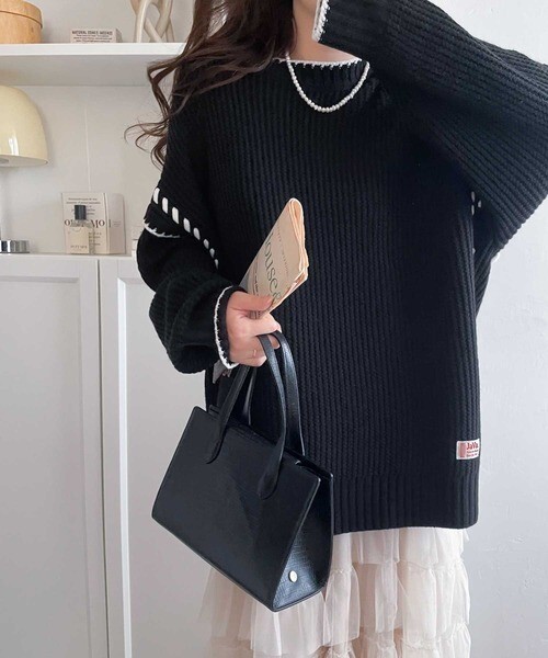 <快速出貨> 日本 Java 手工縫製撞色寬鬆毛衣 4色