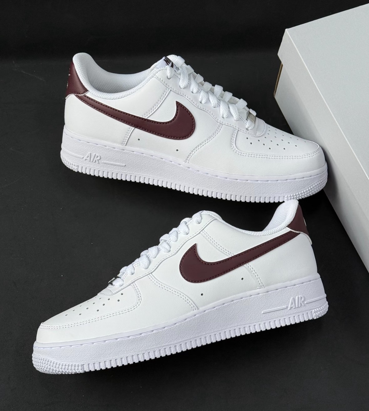 NIKE 休閒鞋 AF1 AIR FORCE 1 07 白 酒紅 基本款 男 FJ4146-112