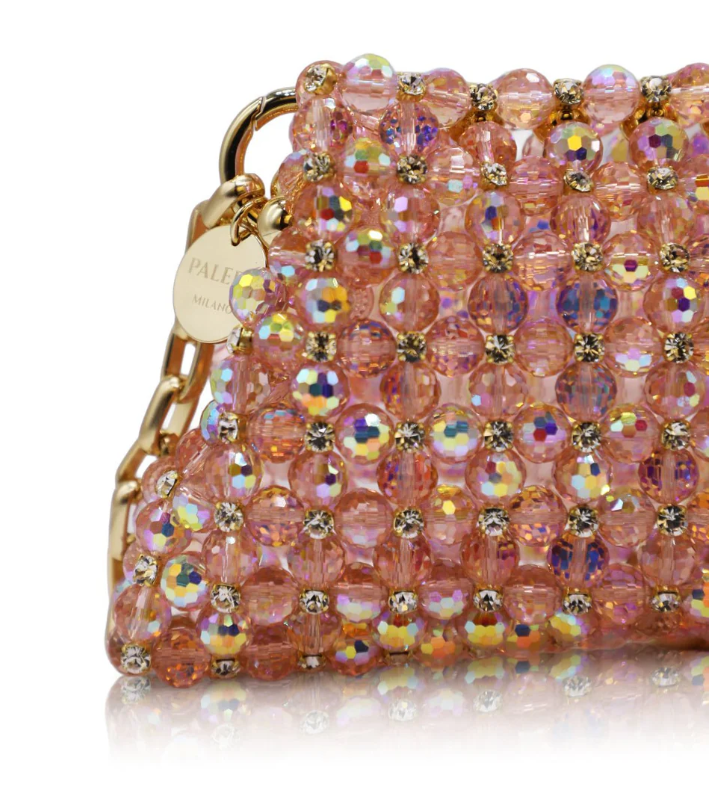 1PO1013-162 PALERA MILANO Crystal Pouch - Brass Rare Pink #BGCPOU-C10DBB (B-EU-E)