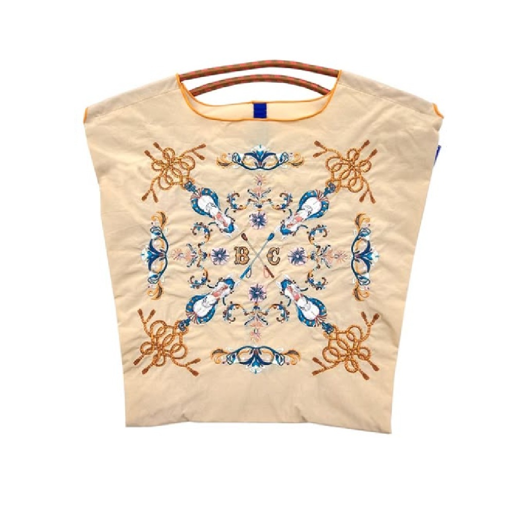 Ball＆Chain 刺繡環保購物袋 M號 - 卡其 (30106821)