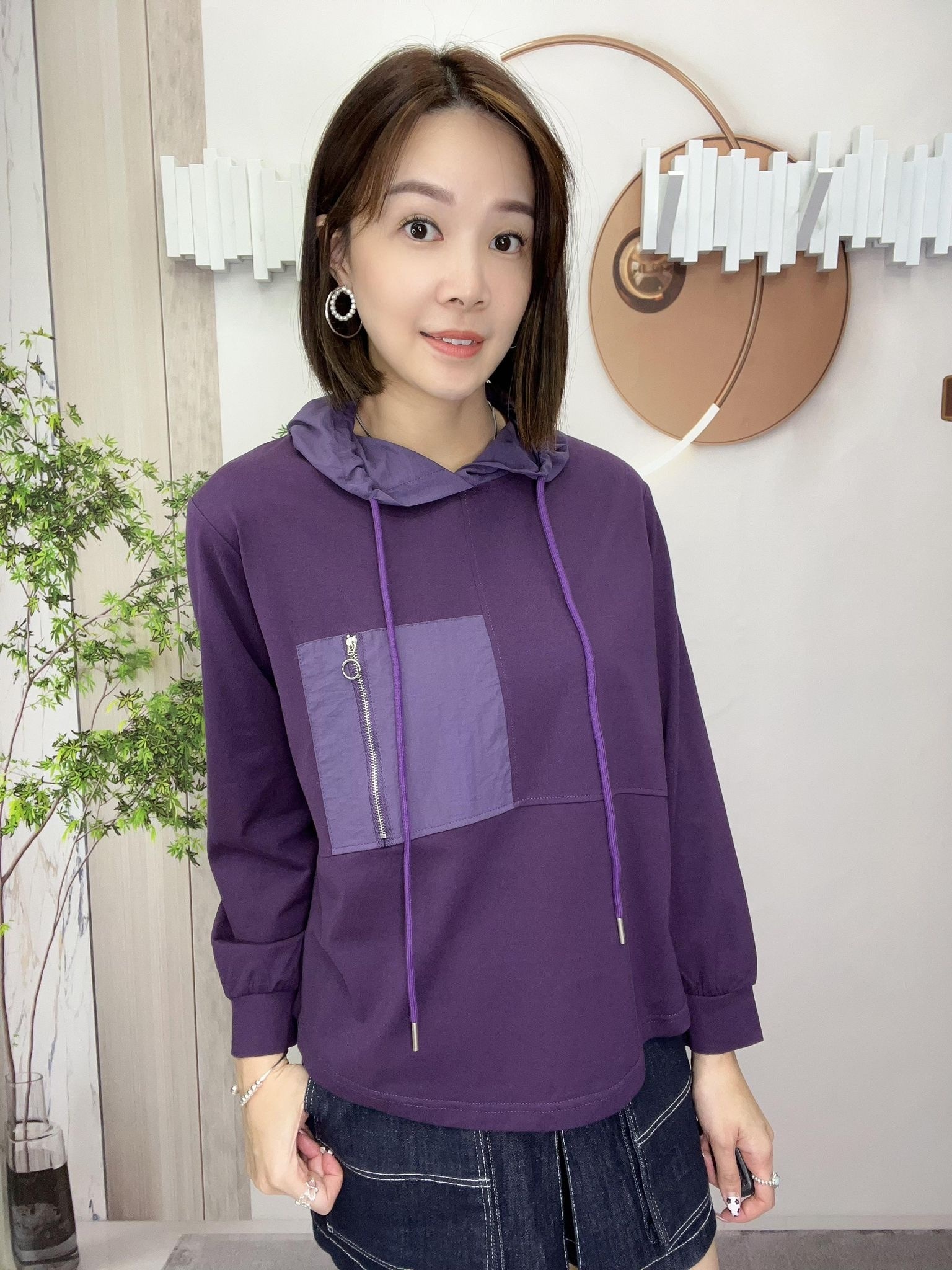 Mar 有帽拼布top~115E