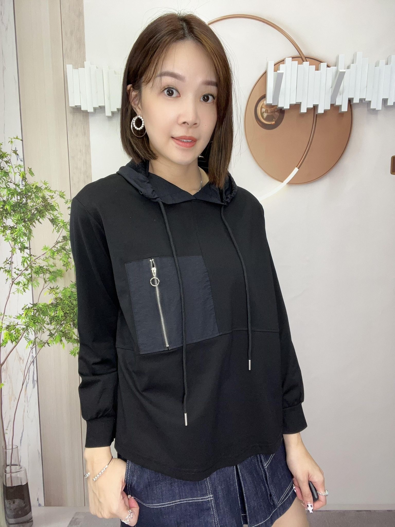 Mar 有帽拼布top~115E