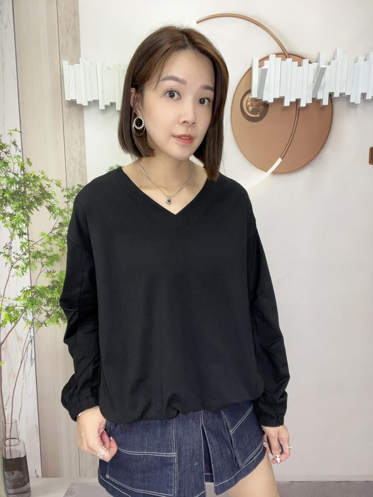 Mar V領型格手抽不規則top～115N