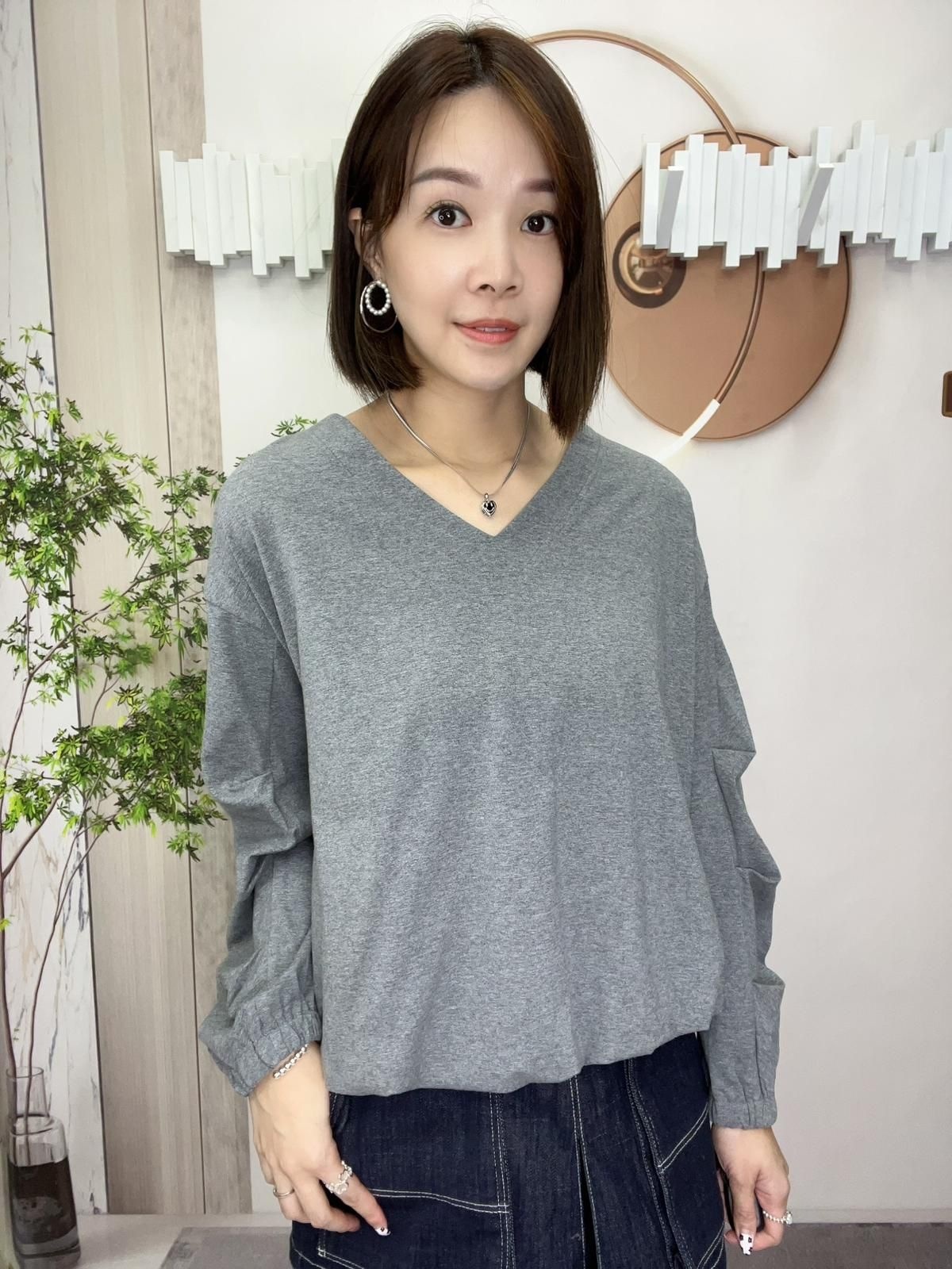 Mar V領型格手抽不規則top～115N