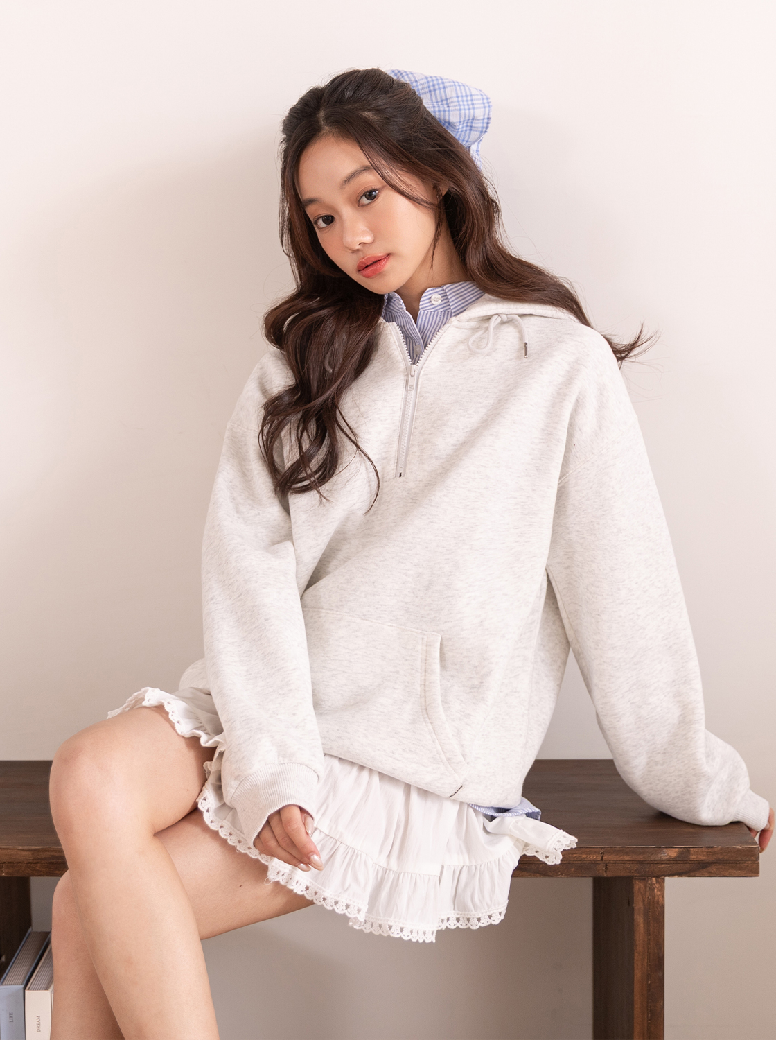 【期間限定】厚刷內磨毛開襟連帽TEE