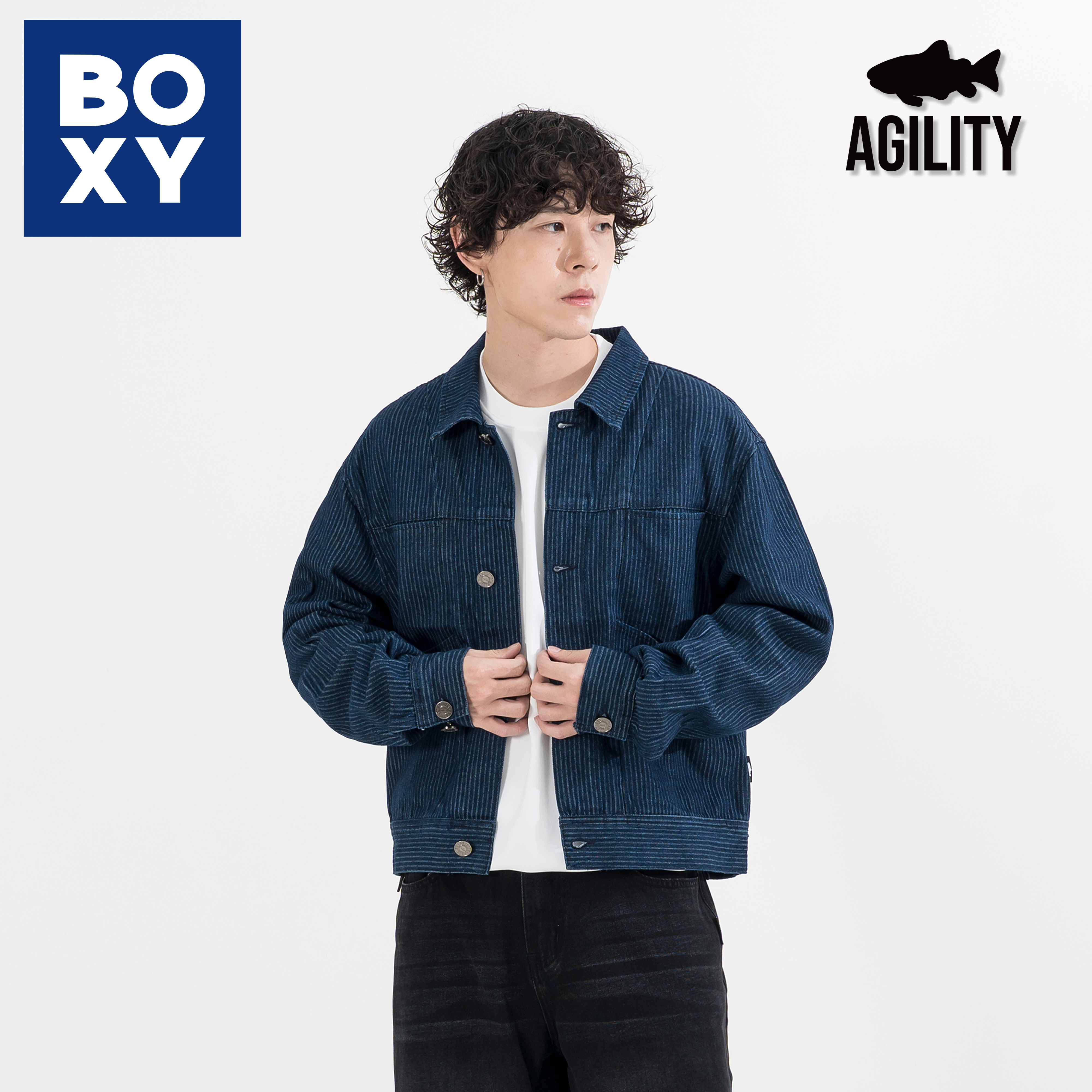 AGILITY Arc Stripes Jacket 寬短版型 弧形口袋 直條紋外套 [SJ80]