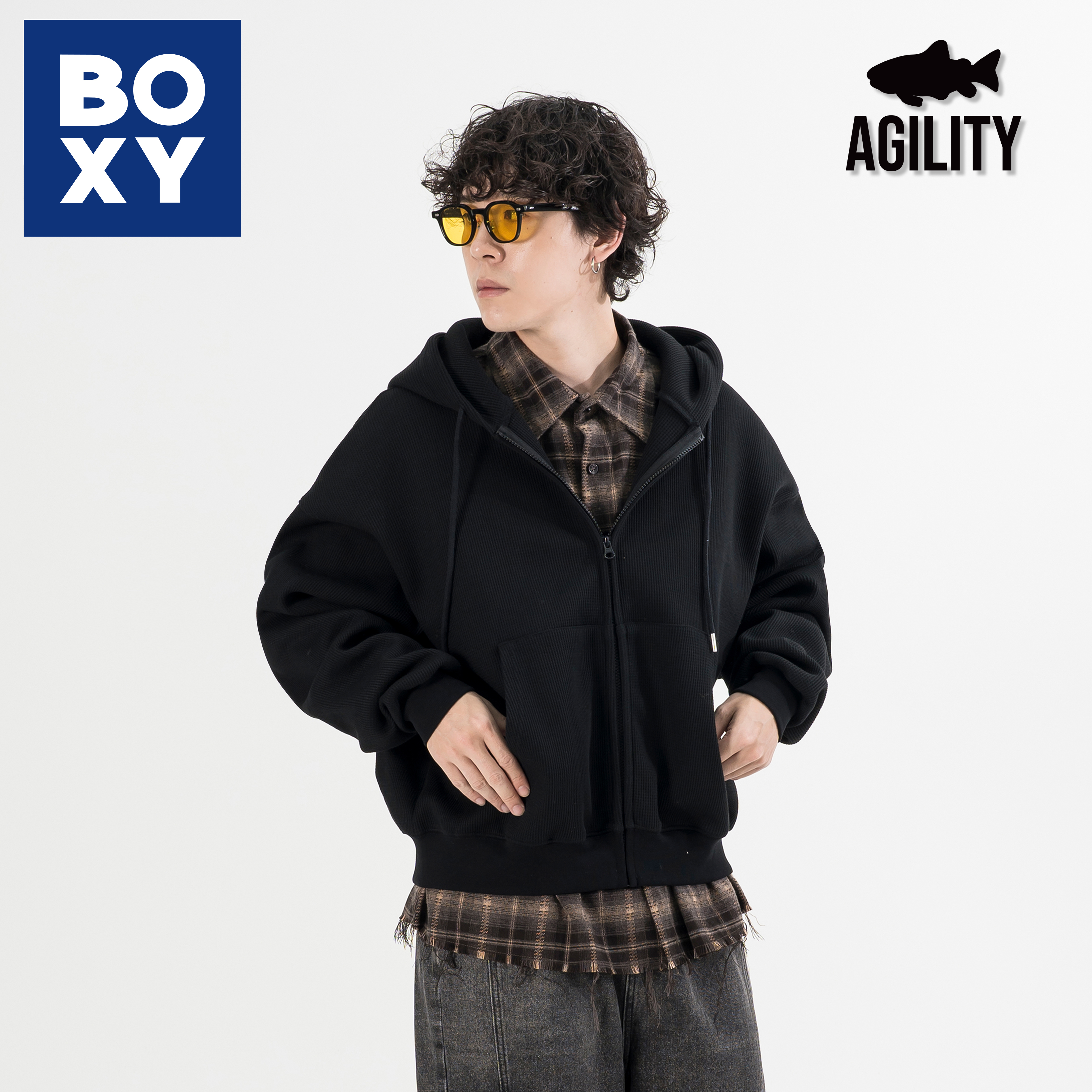 AGILITY Boxy Waffle Zip Hoodie 寬短版型 華夫格連帽外套 [WZ3]