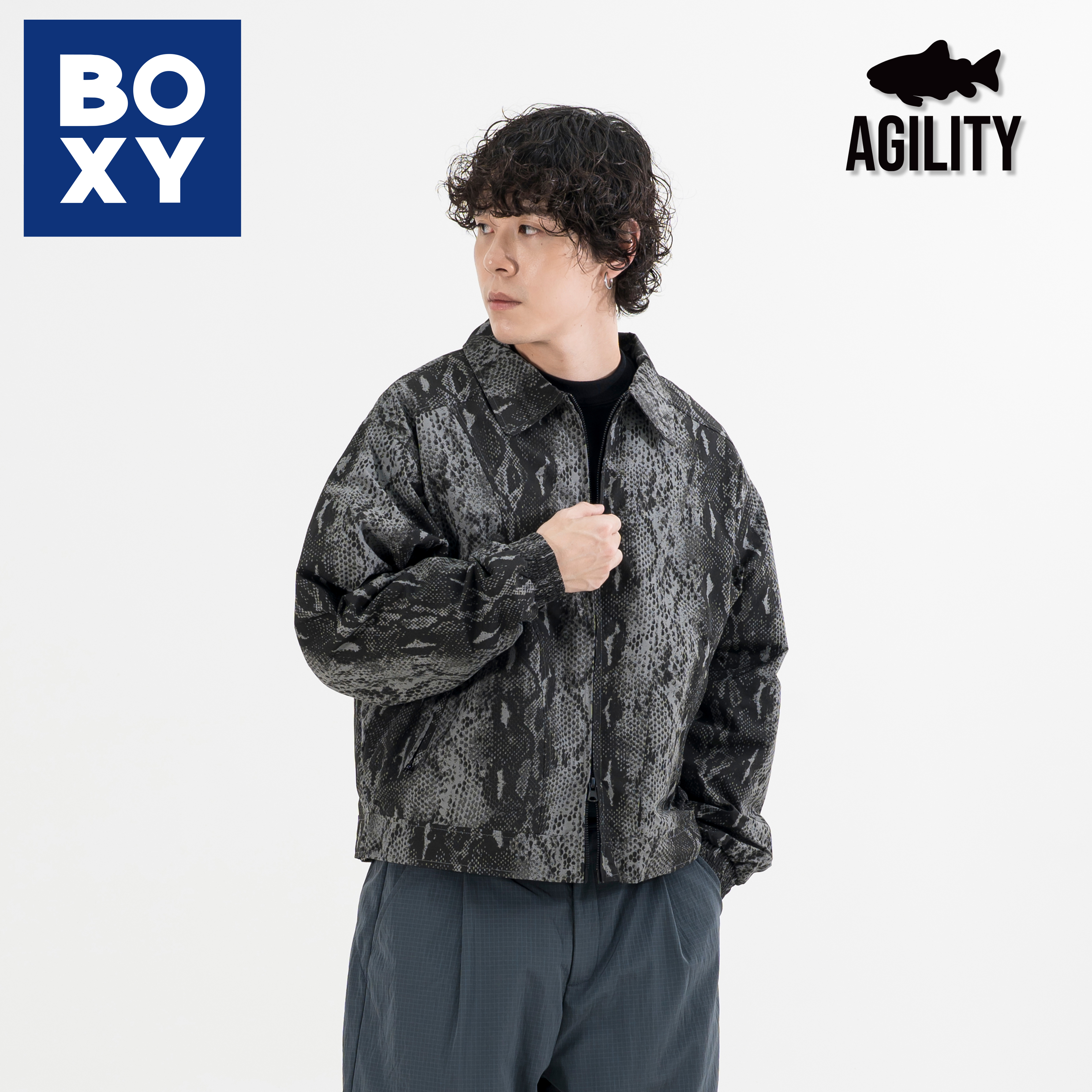 AGILITY Snake Print Zip Coach Jacket 寬短 蛇紋 教練外套 [SNJ]