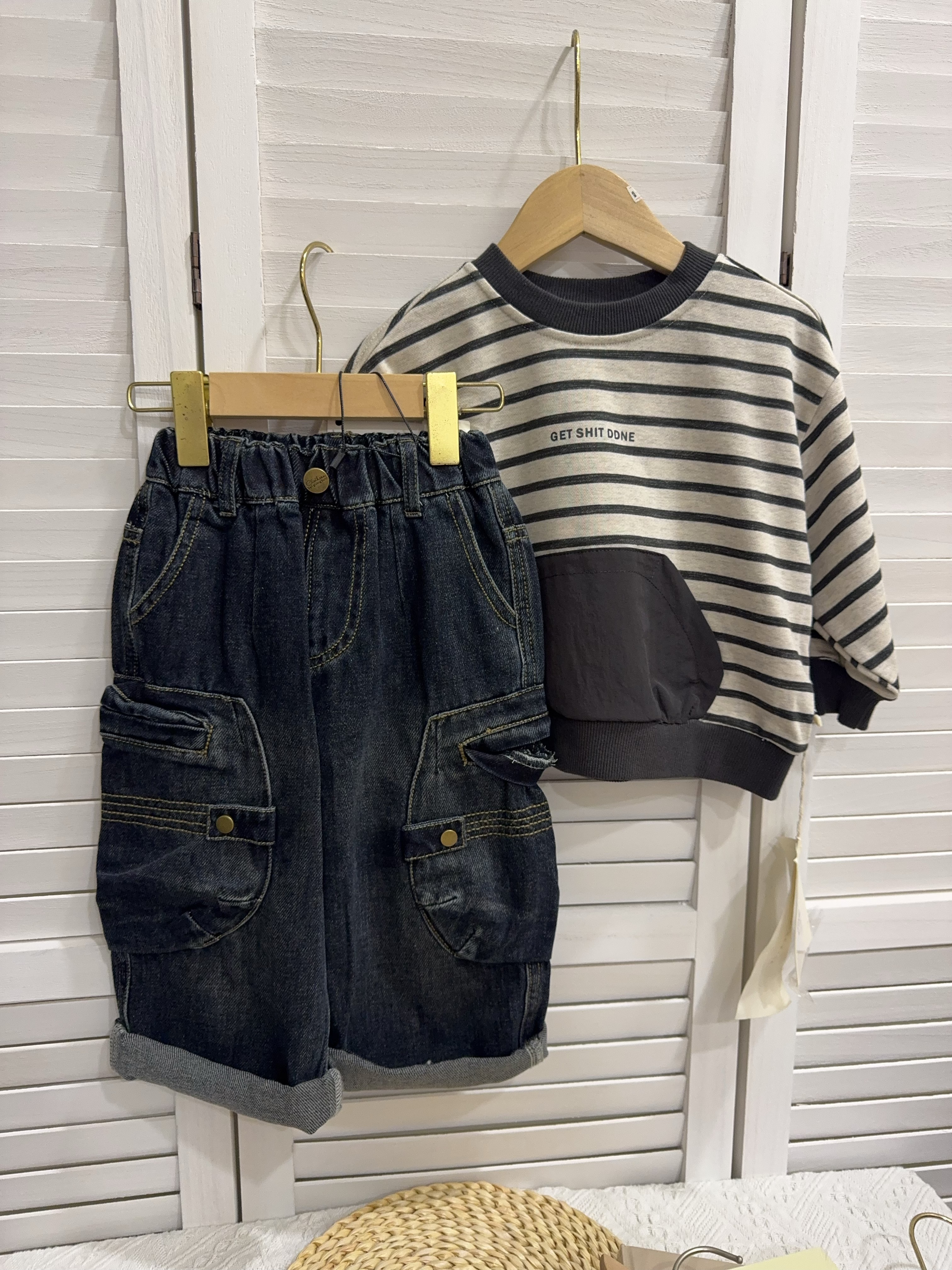 nh6558條紋袋鼠口袋上衣c135