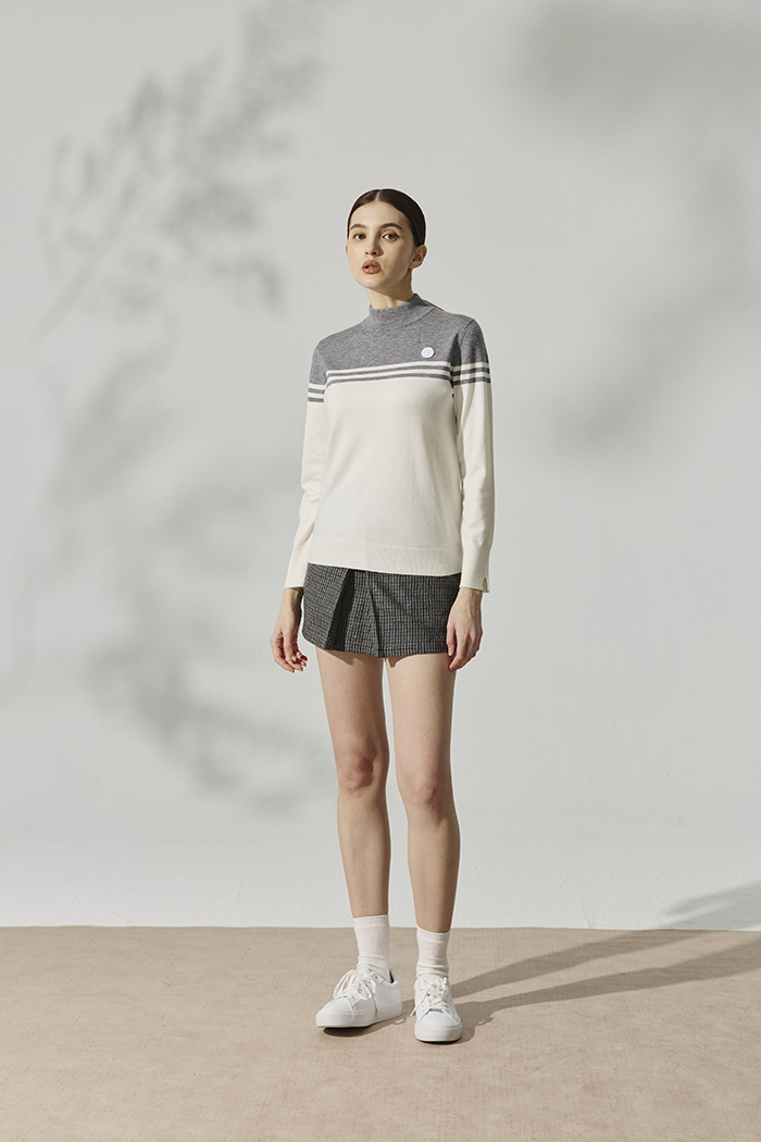 普雷西箱褶裙-午夜藏藍格