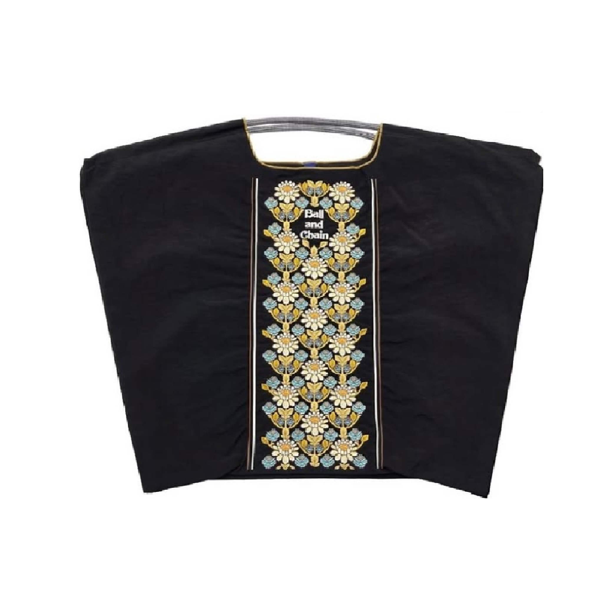 Ball＆Chain 刺繡環保購物袋 L號 - 黑 (30114601)